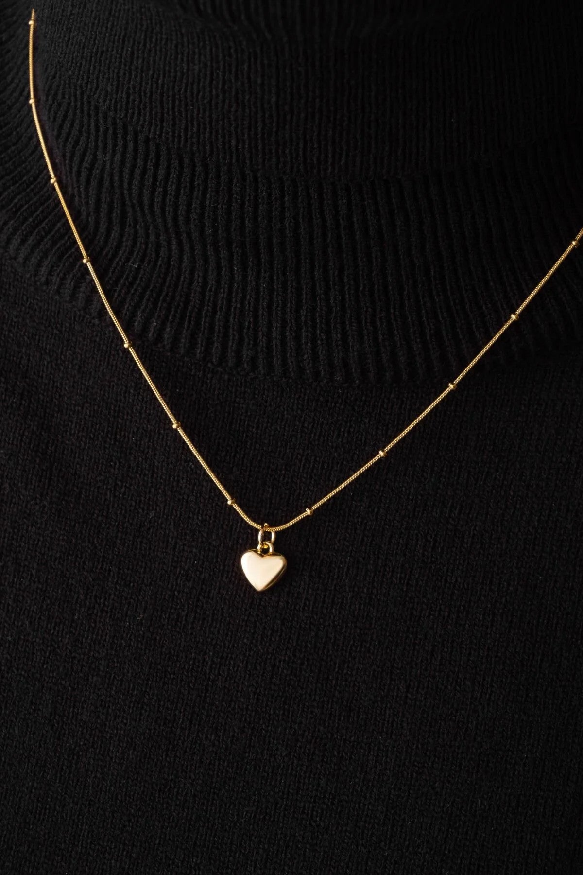 Çelik Kalp Kolye Oval Kenarlı İnce Toplu Balık Sırtı Zincirli Kararmaz 45cm