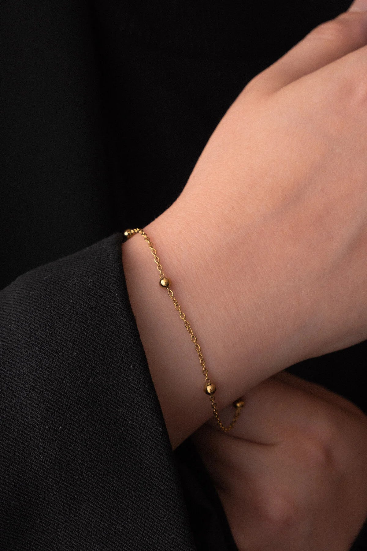 Çelik Toplu Bileklik Ince Dorika Forse Zincir 1mm Zarif Minimal 17cm+4cm-21cm