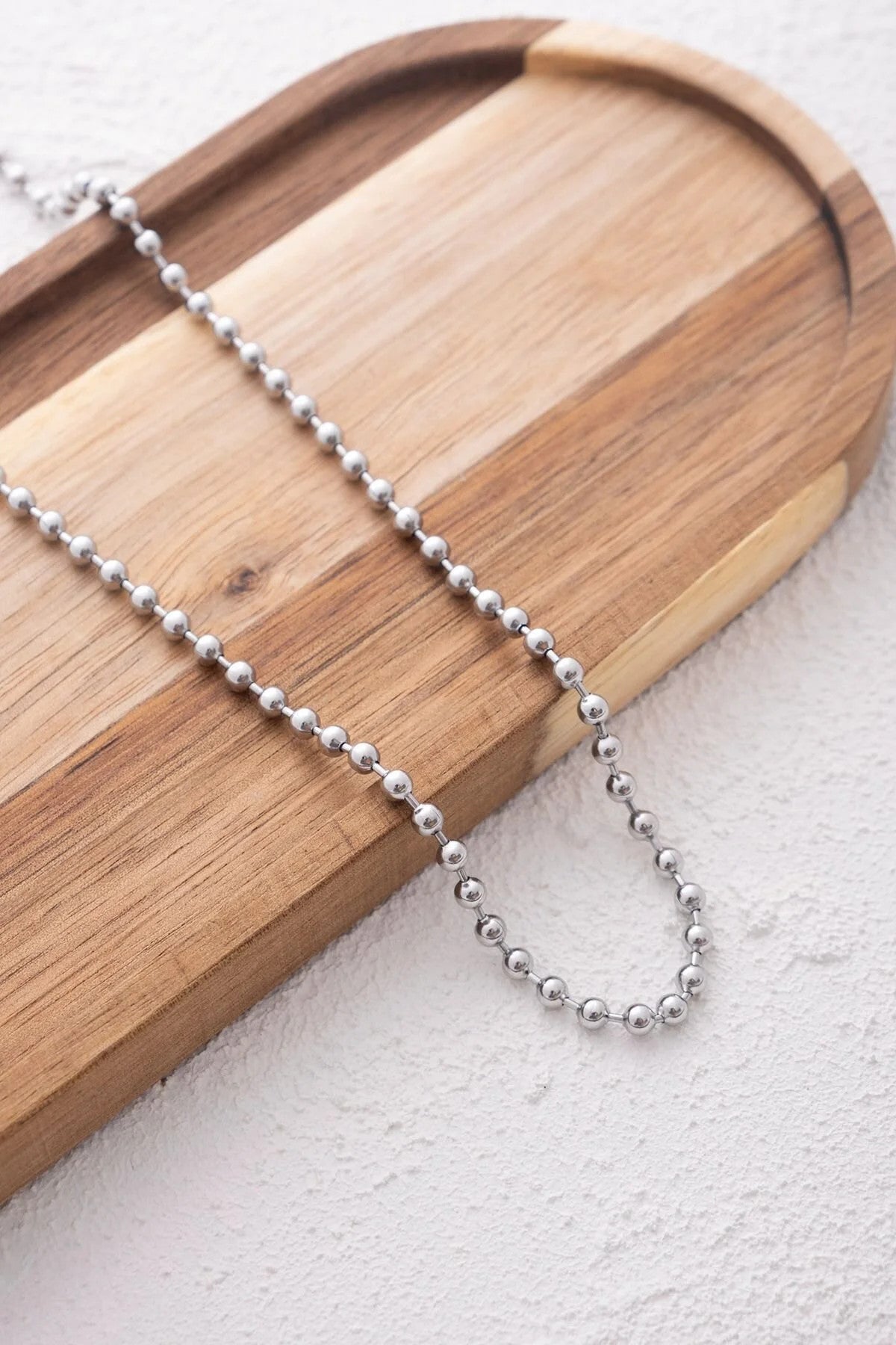 Çelik Top Dorika Erkek Zincir Kolye 3mm Kararmaz 60cm