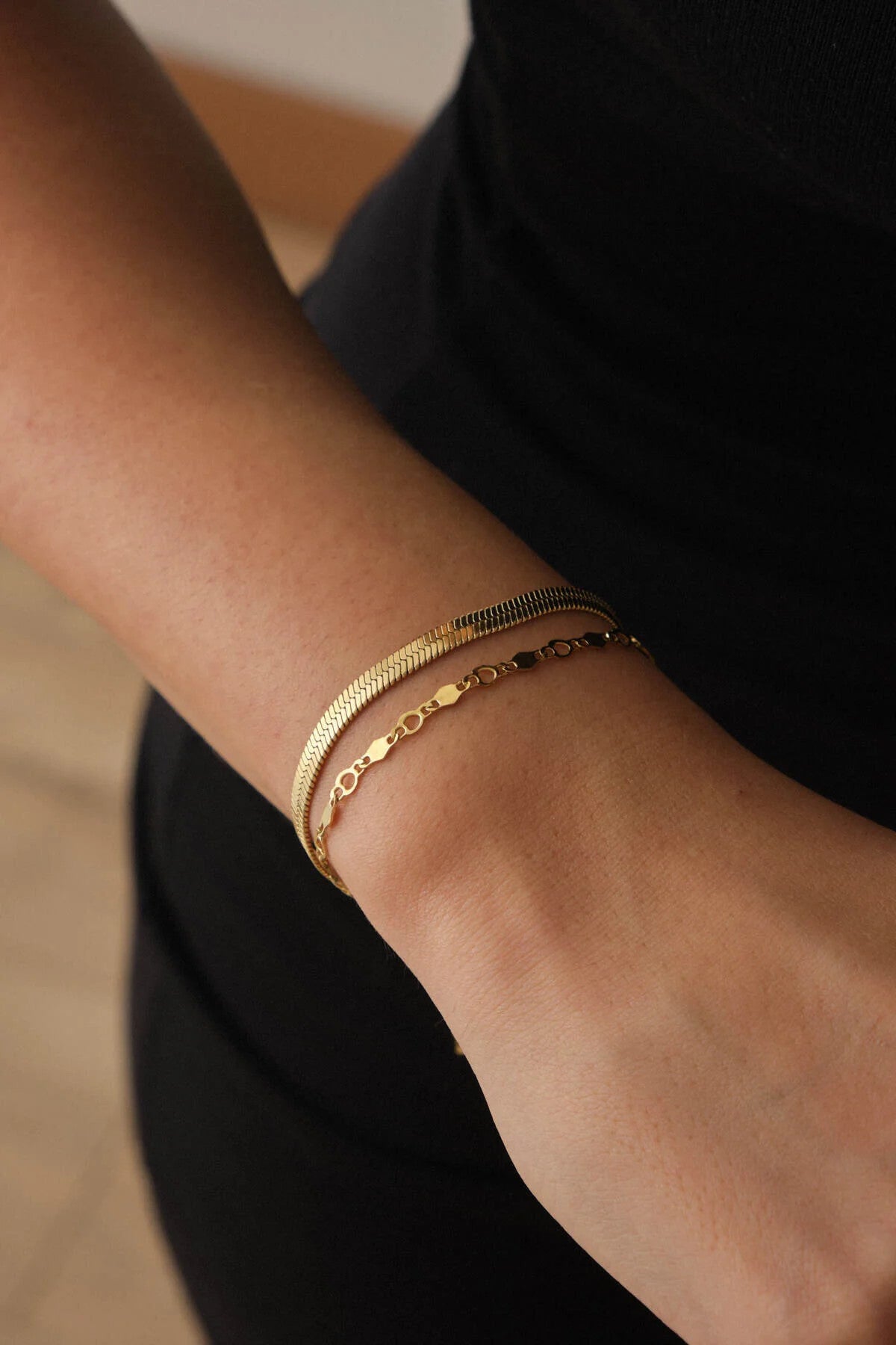 Çelik 2'li Kombin İtalyan ve Kalpli Altıgen Zincir Bileklik Minimal Kararmaz 17+4cm