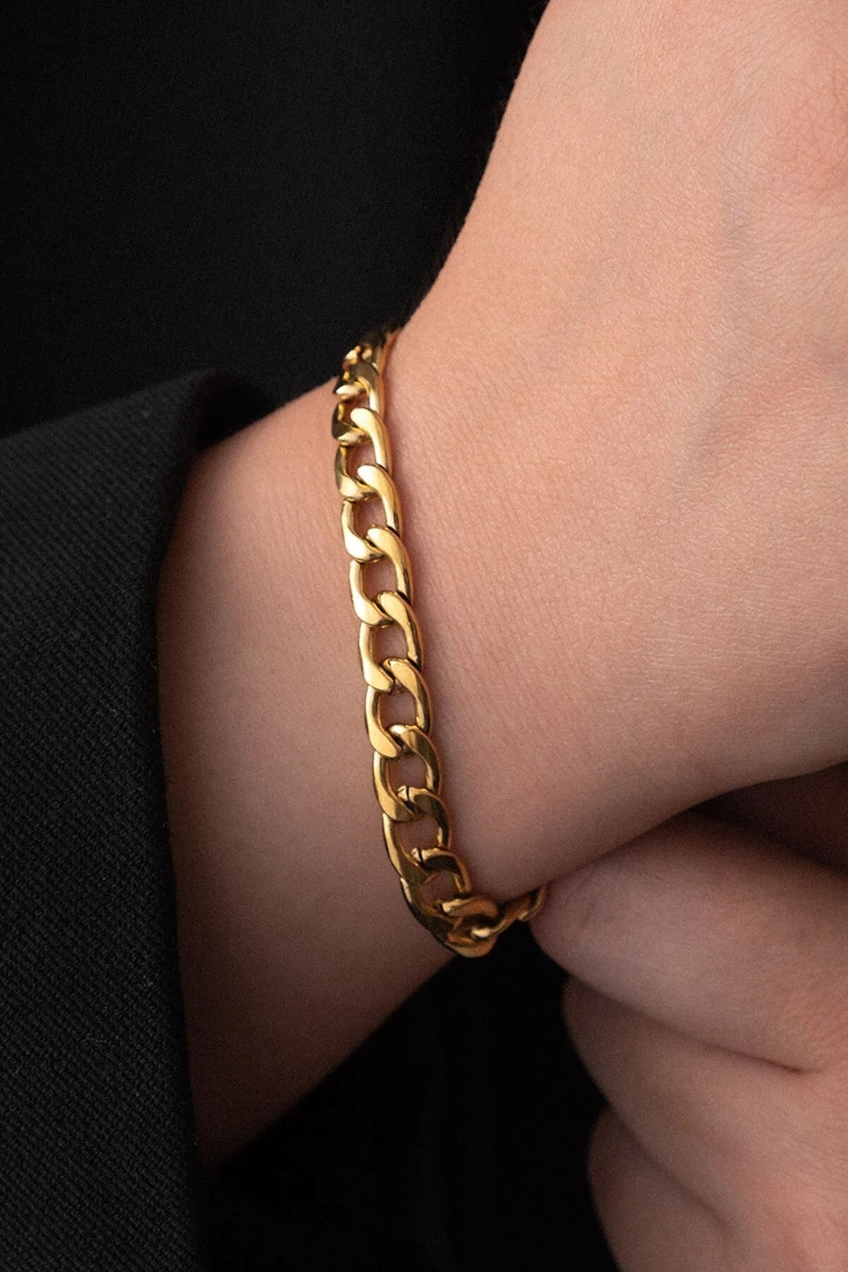 Çelik Gurmet Zincir Bileklik 6mm Kararmaz Kalın Gurmet Bileklik Unisex 17cm+4cm&21cm