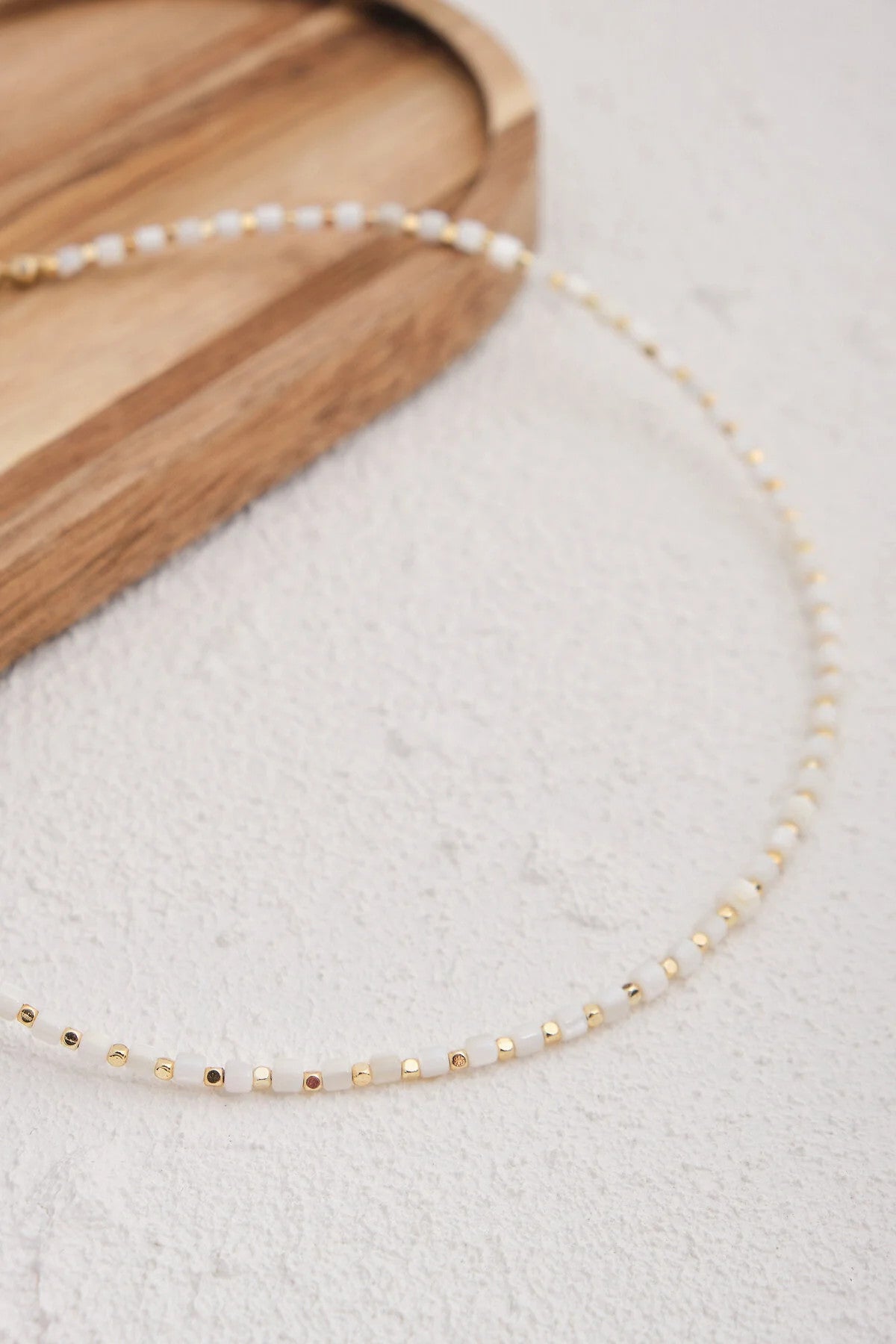 Sedef Doğal Taş Kolye 40cm+5cm El İşi Özel Yapım Gerçek Taş