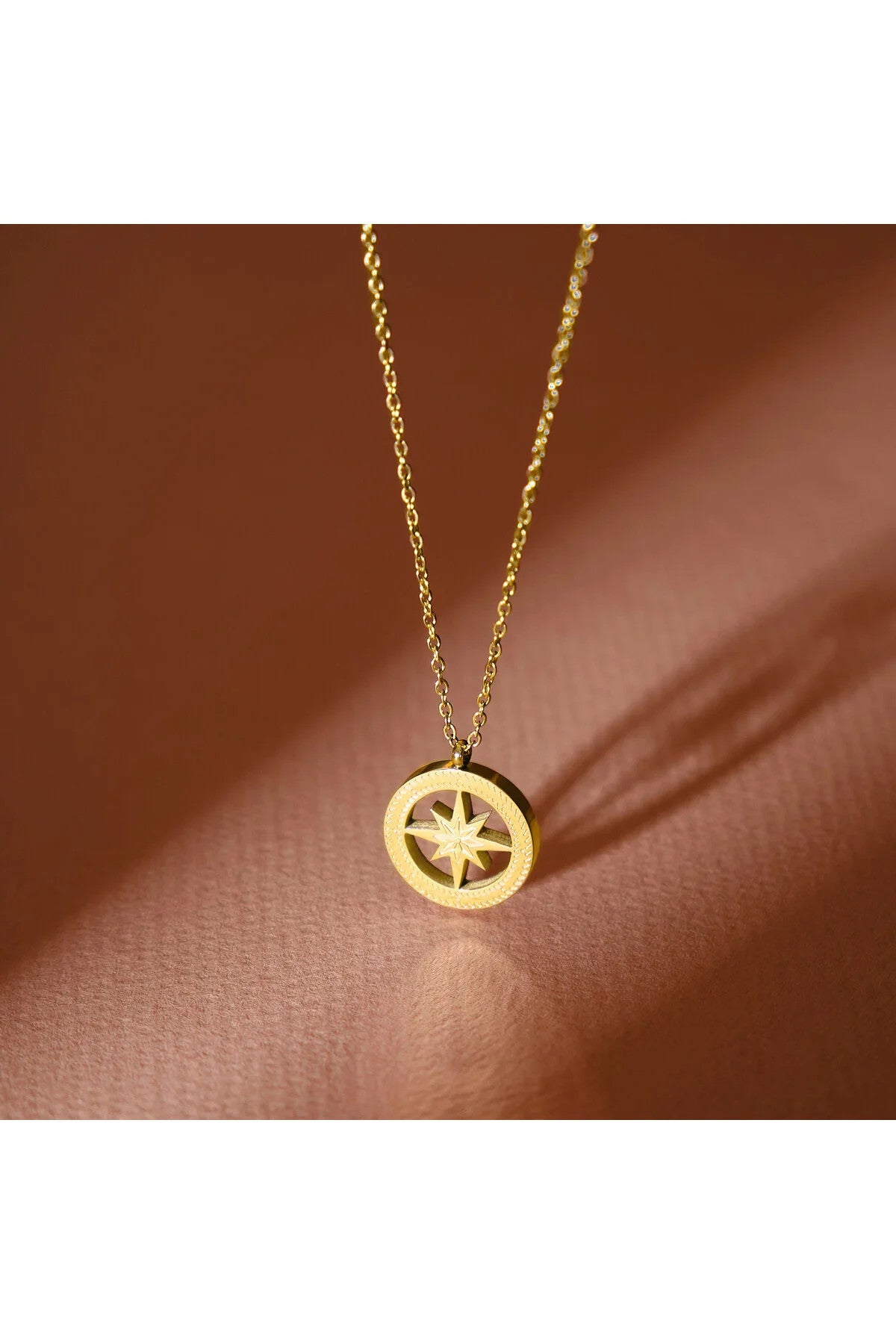 Çelik Pusula Kolye Kararmaz Denizci Kaptan Kolyesi