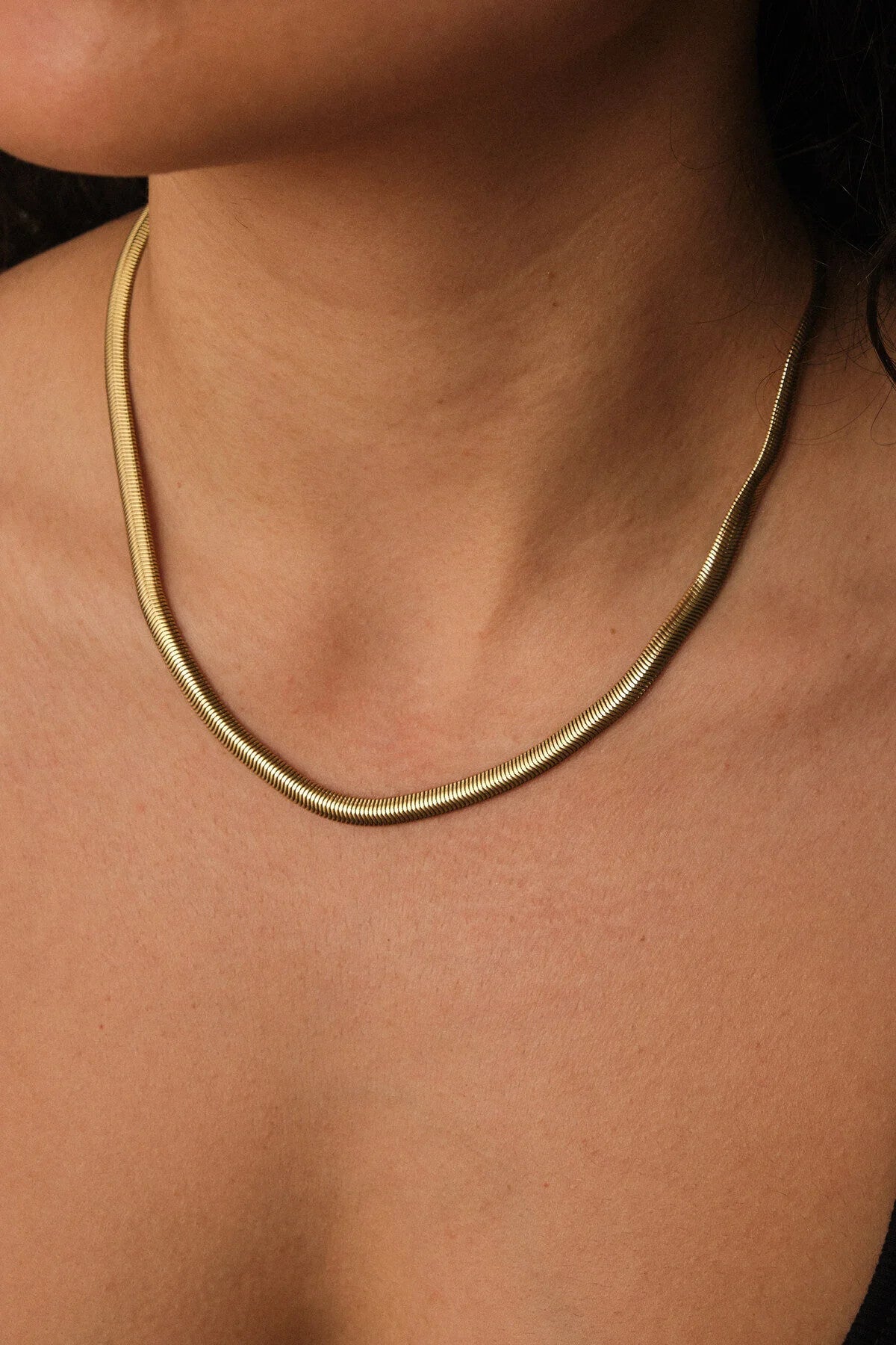 Çelik Yılan Kolye Balık Sırtı Yassı Zincir Kolye 5mm Kararmaz 45cm