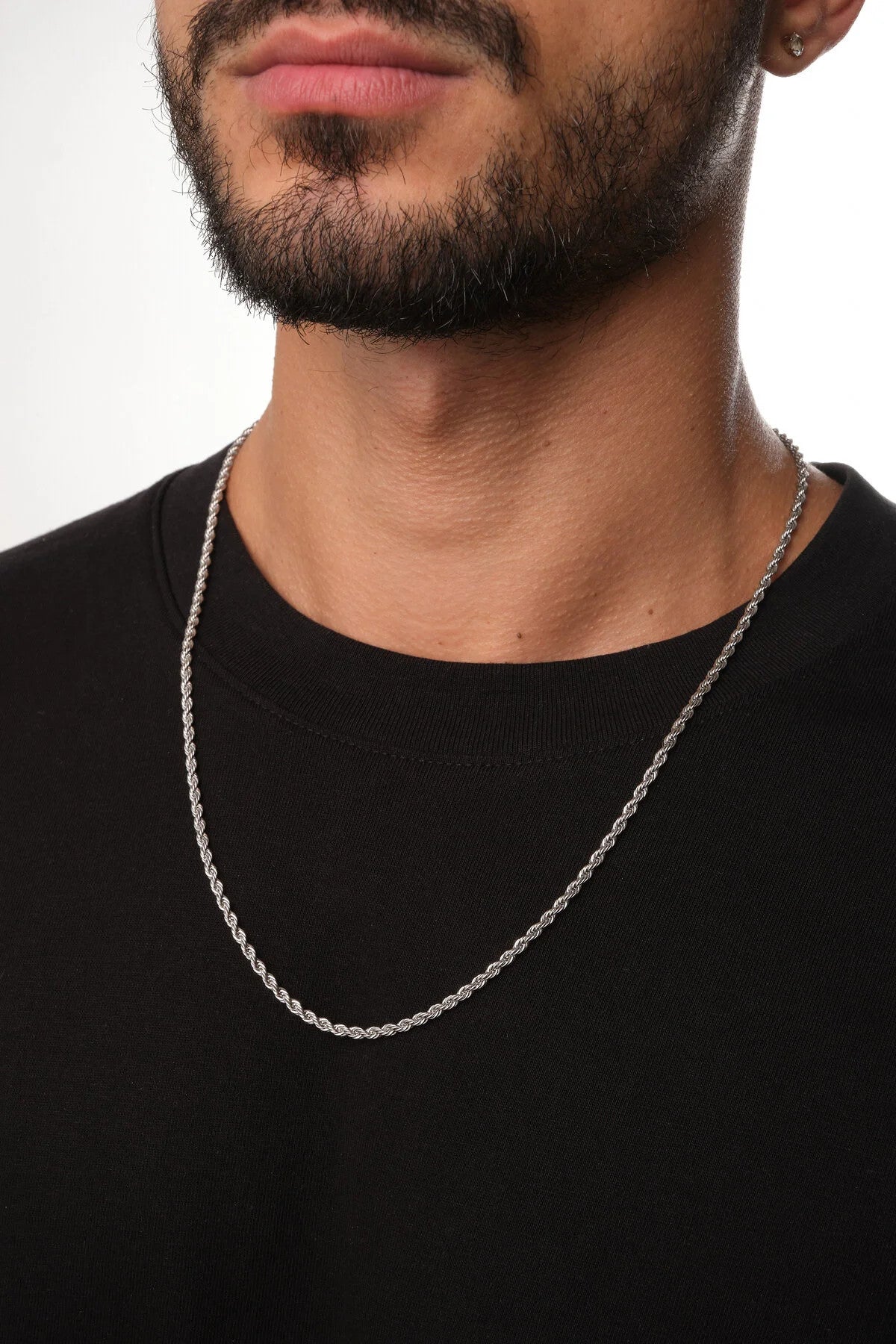 Çelik Burgu Erkek Zincir Kolye 3mm Kararmaz 60cm