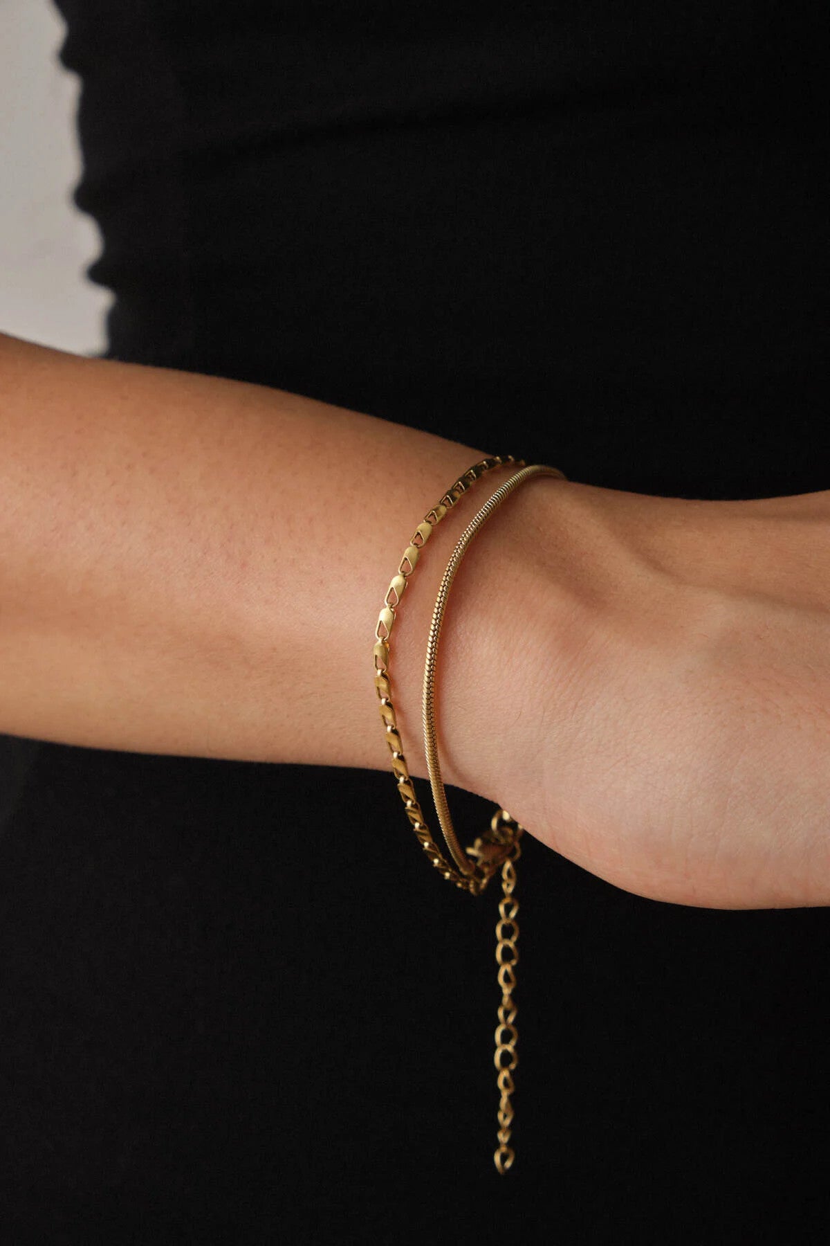 Çelik 2'li Kombin Halat İtalyan Ve Papağan Zincir Bileklik Minimal Kararmaz 17+4cm