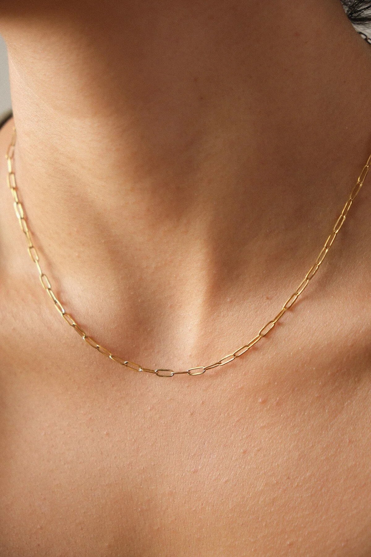 Çelik Ataç Oval Halka Zincir Kolye Günlük Kullanıma Uygun Kararmaz Kablo Zincir Kolye 2mm