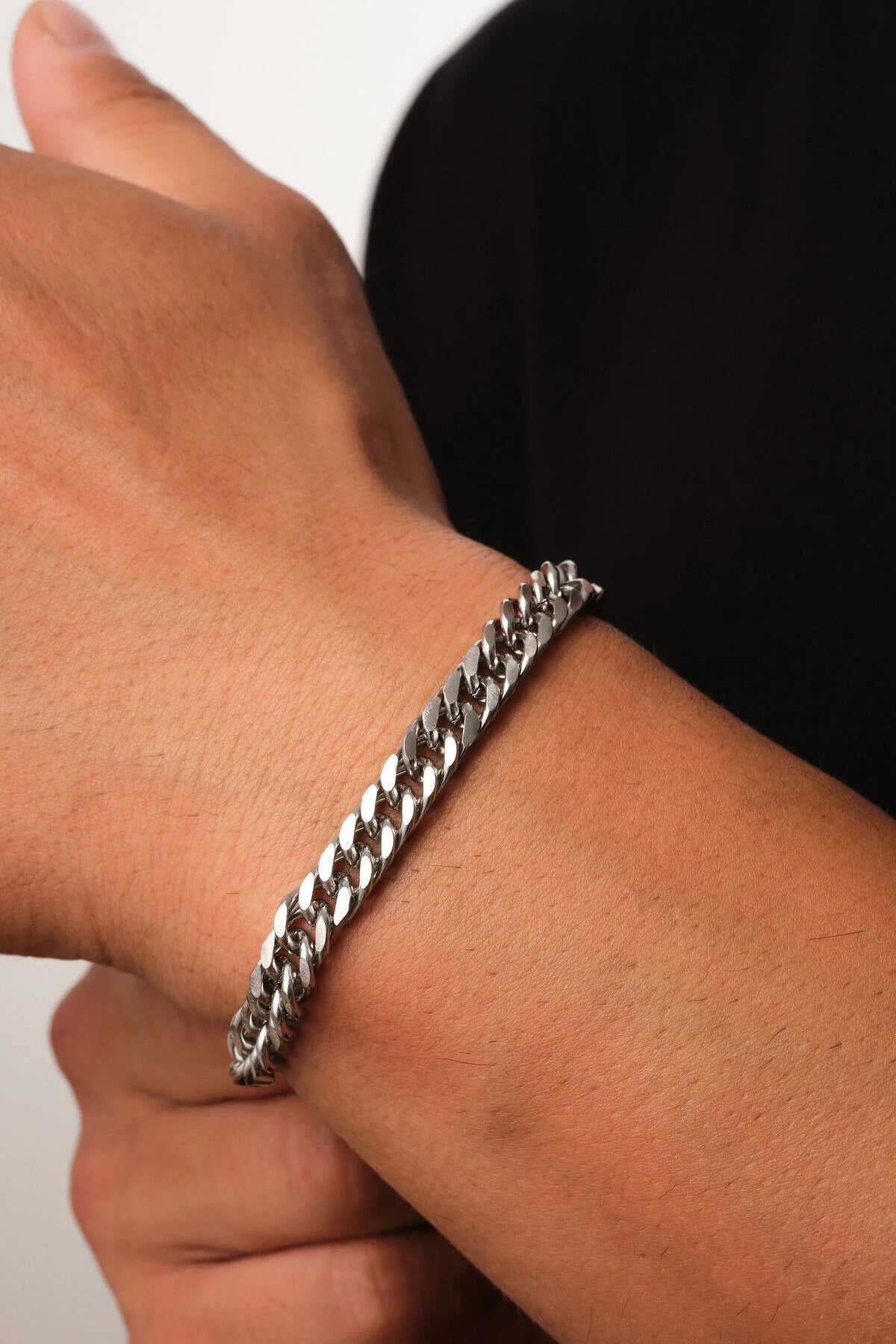 Çelik Almak Gurmet Erkek Zincir Bileklik 6mm Kararmaz 20cm