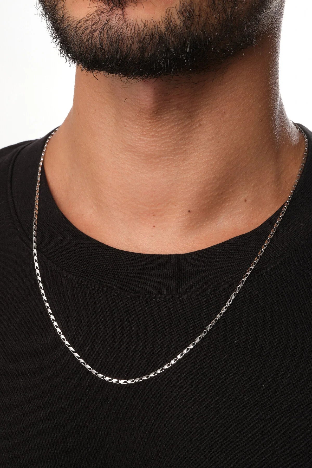 Çelik Papağan Erkek Zincir Kolye 2mm Kararmaz