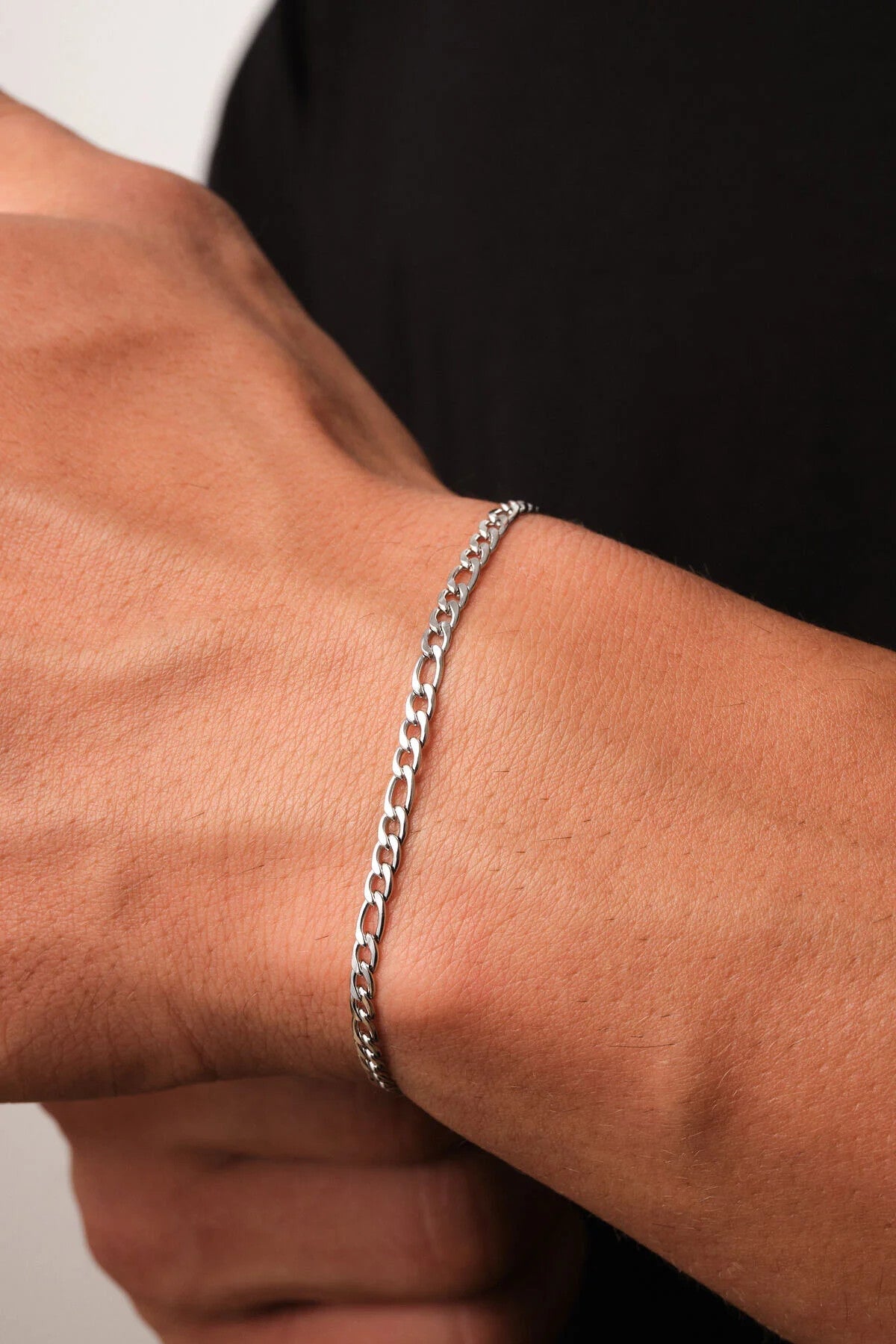 Çelik Figaro Zincir Erkek Bileklik 3mm Kararmaz 20cm