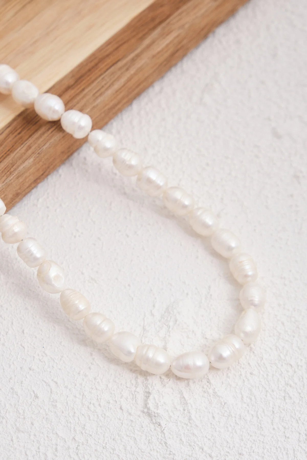 İnci Doğal Taş Kolye 40cm+5cm