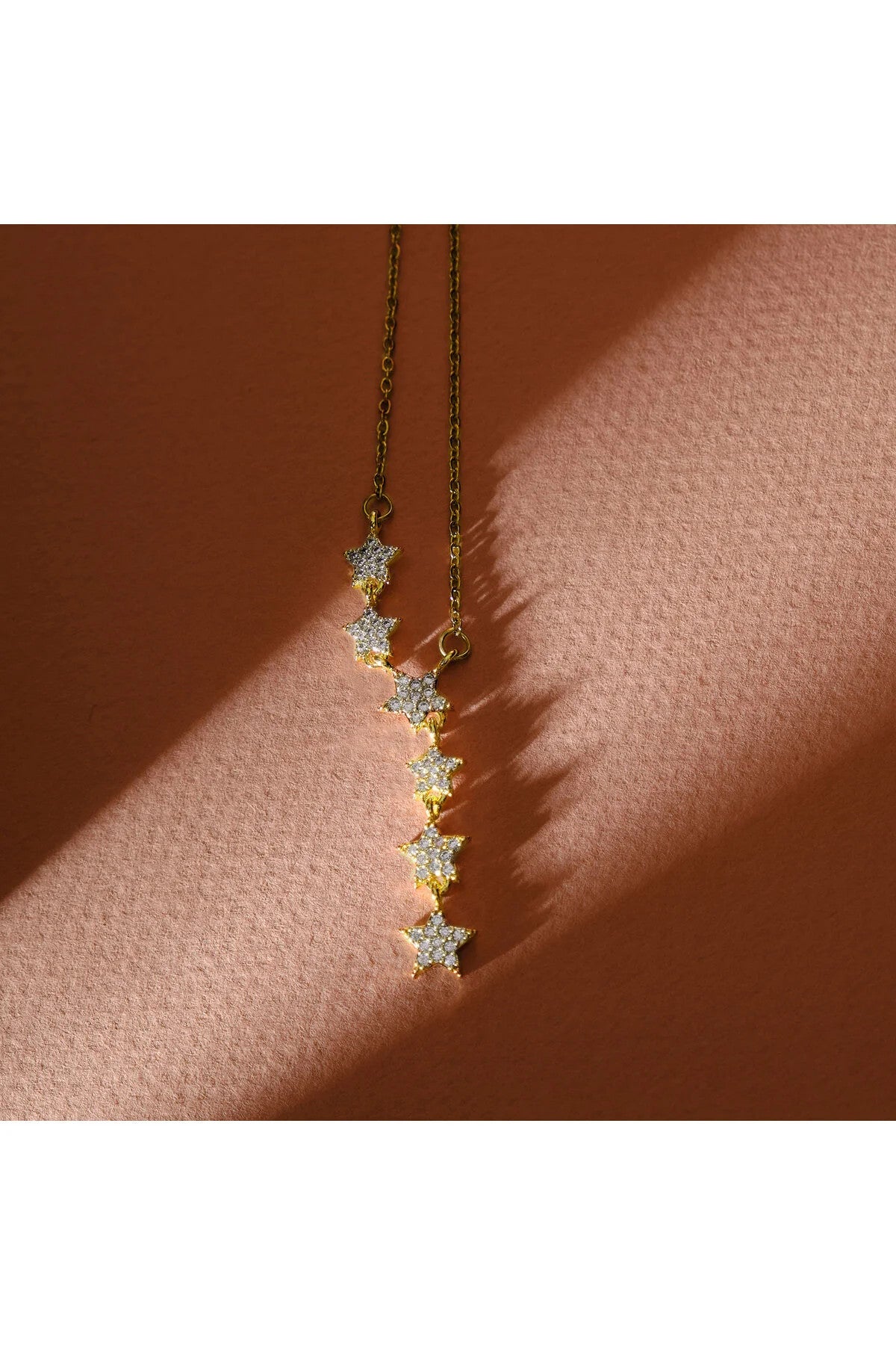 Çelik Taşlı Yıldız Kolye Altılı Yıldız Serisi Kararmaz