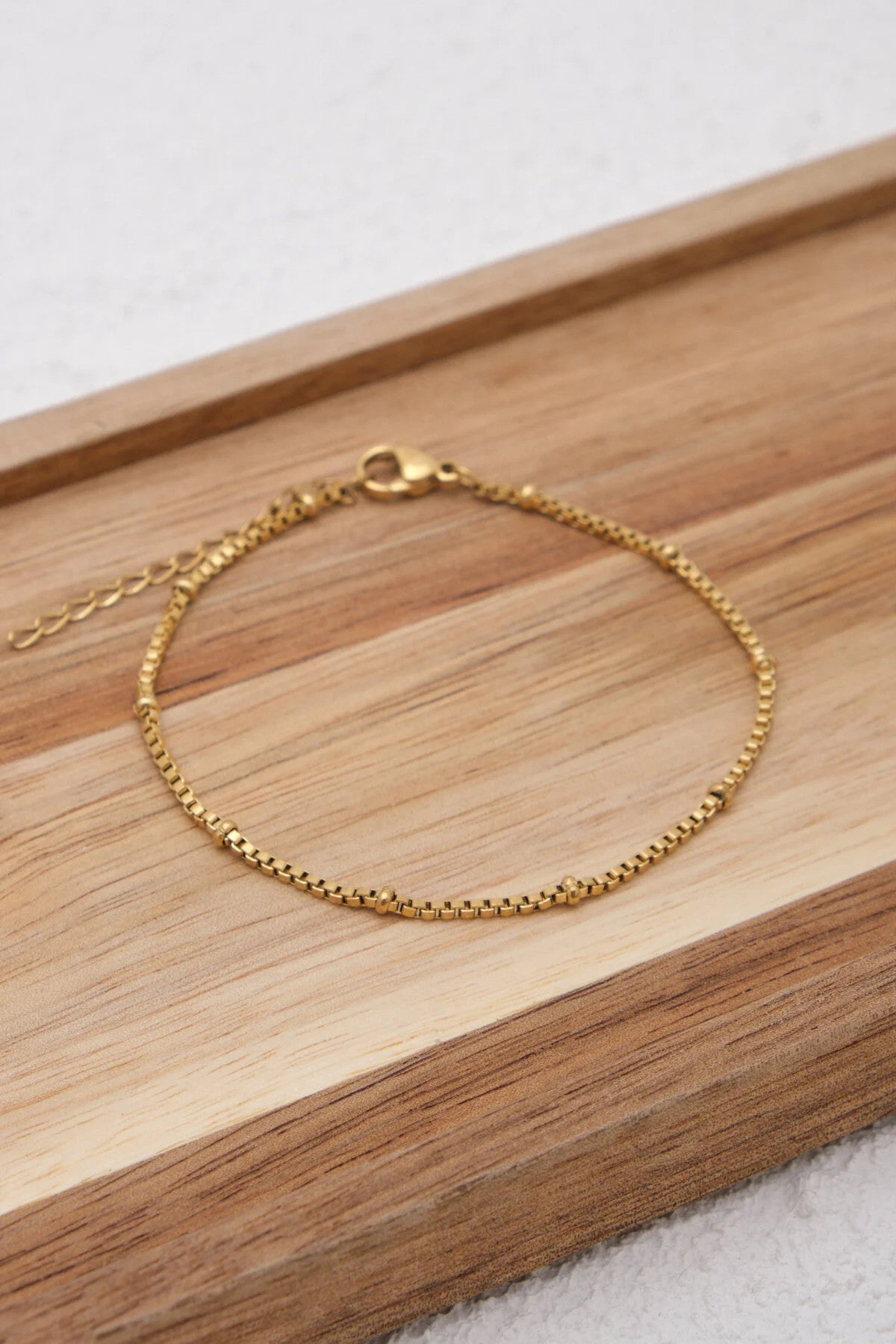 Çelik Toplu Kutu Kare Zincir Bileklik Minimal Kararmaz 17+4cm 1mm