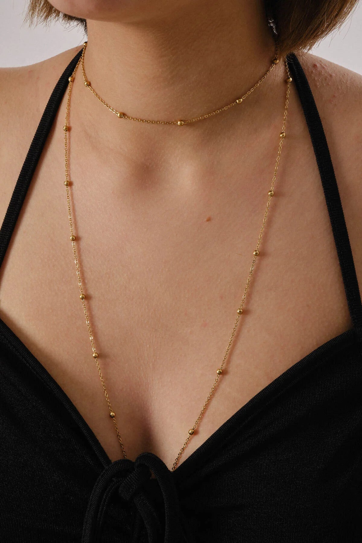 Çelik Choker Dorika Kolye Toplu Zincir Dekolte Kolye 1mm Zarif Minimal