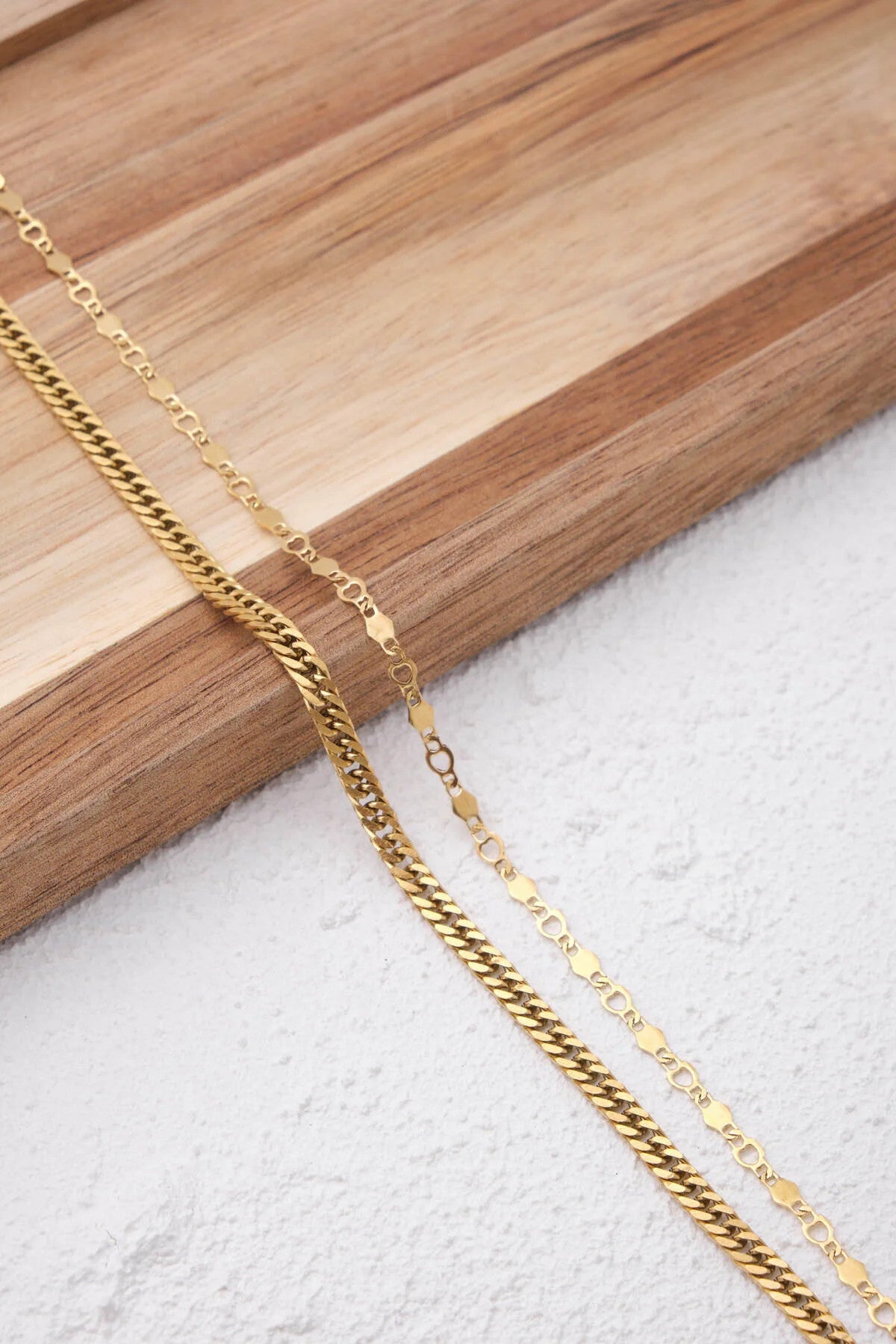 Çelik 2'li Kombin Almak Gurmet ve Kalpli Altıgen Zincir Kolye Minimal Kararmaz 45+5cm