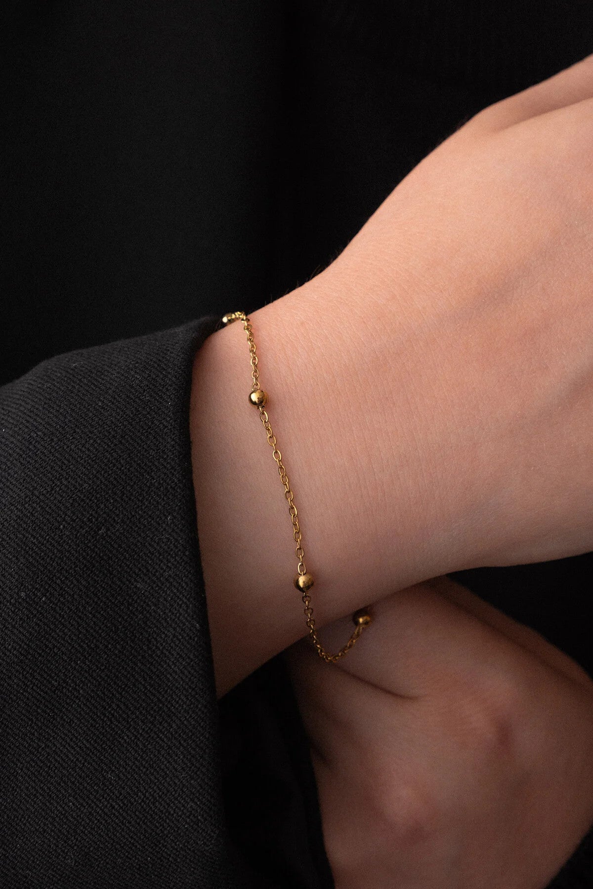 Çelik Toplu Bileklik Ince Dorika Forse Zincir 1mm Zarif Minimal 17cm+4cm-21cm