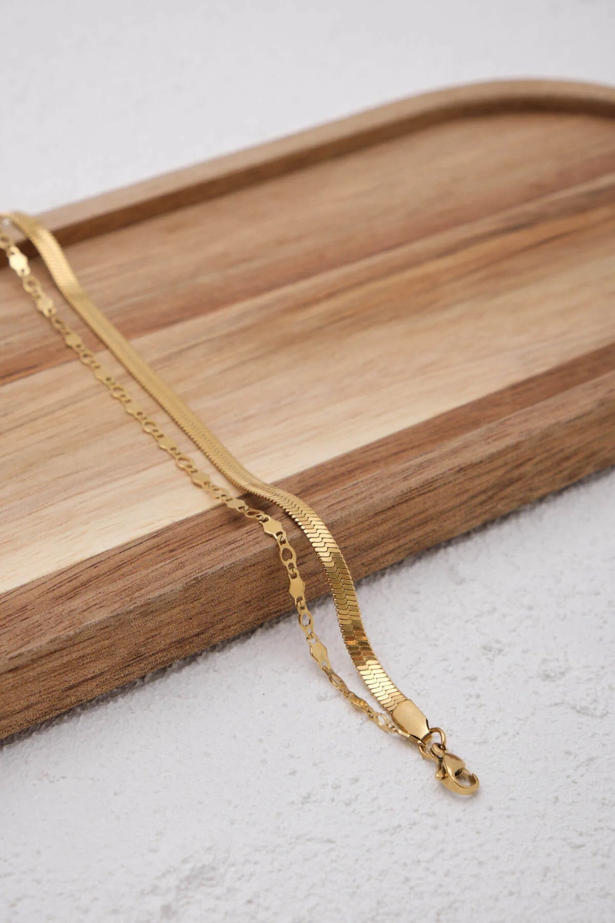 Çelik 2'li Kombin İtalyan ve Kalpli Altıgen Zincir Bileklik Minimal Kararmaz 17+4cm