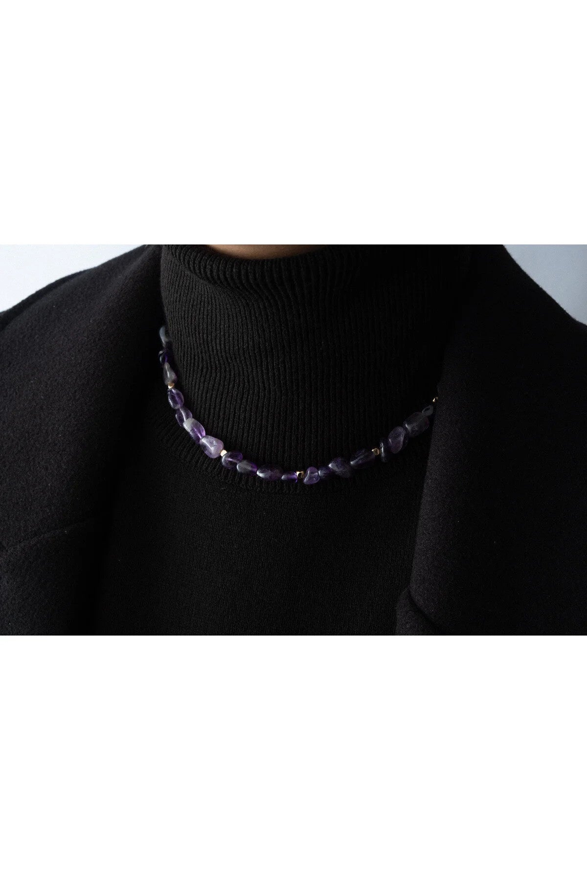 Ametist Doğal Taş Kolye 40cm