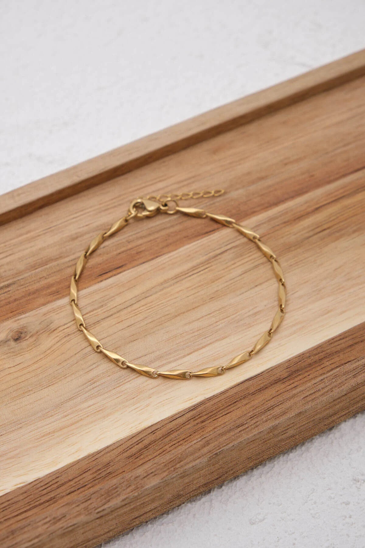 Çelik İnce Küp Üçgen Zincir Halhal Minimal Kararmaz 22+4cm 2mm