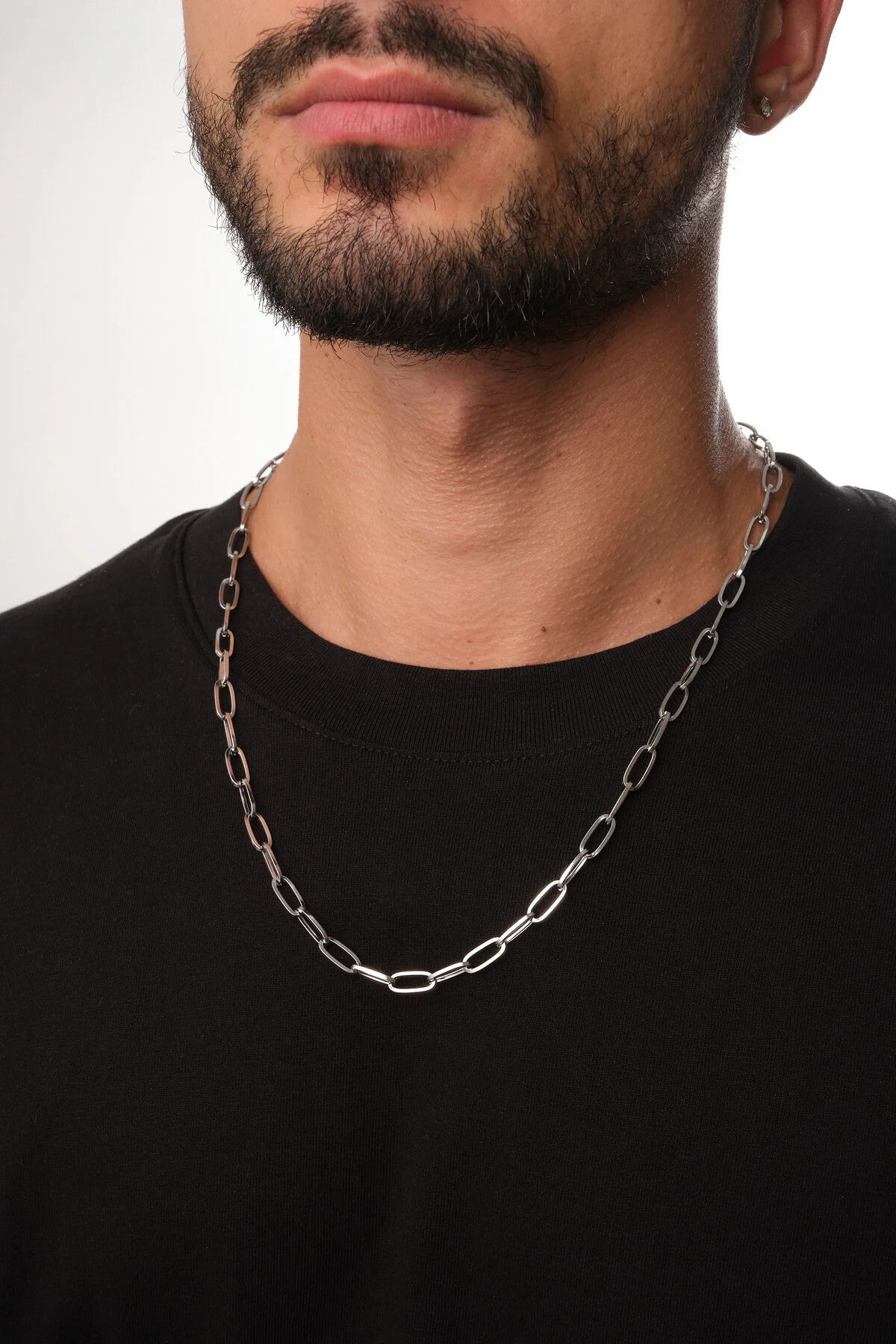 Çelik Ataç Erkek Zincir Kolye 5mm Kararmaz