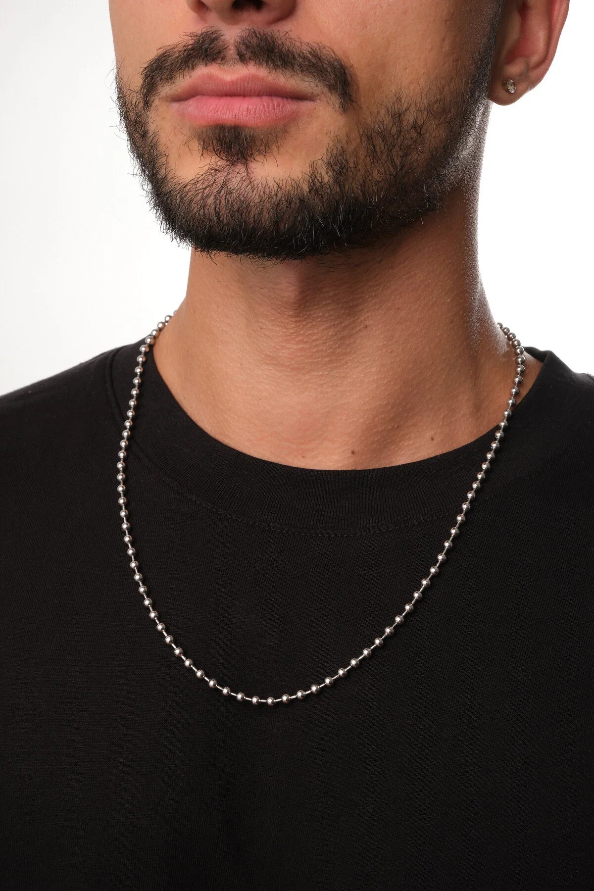 Çelik Top Dorika Erkek Zincir Kolye 3mm Kararmaz 60cm