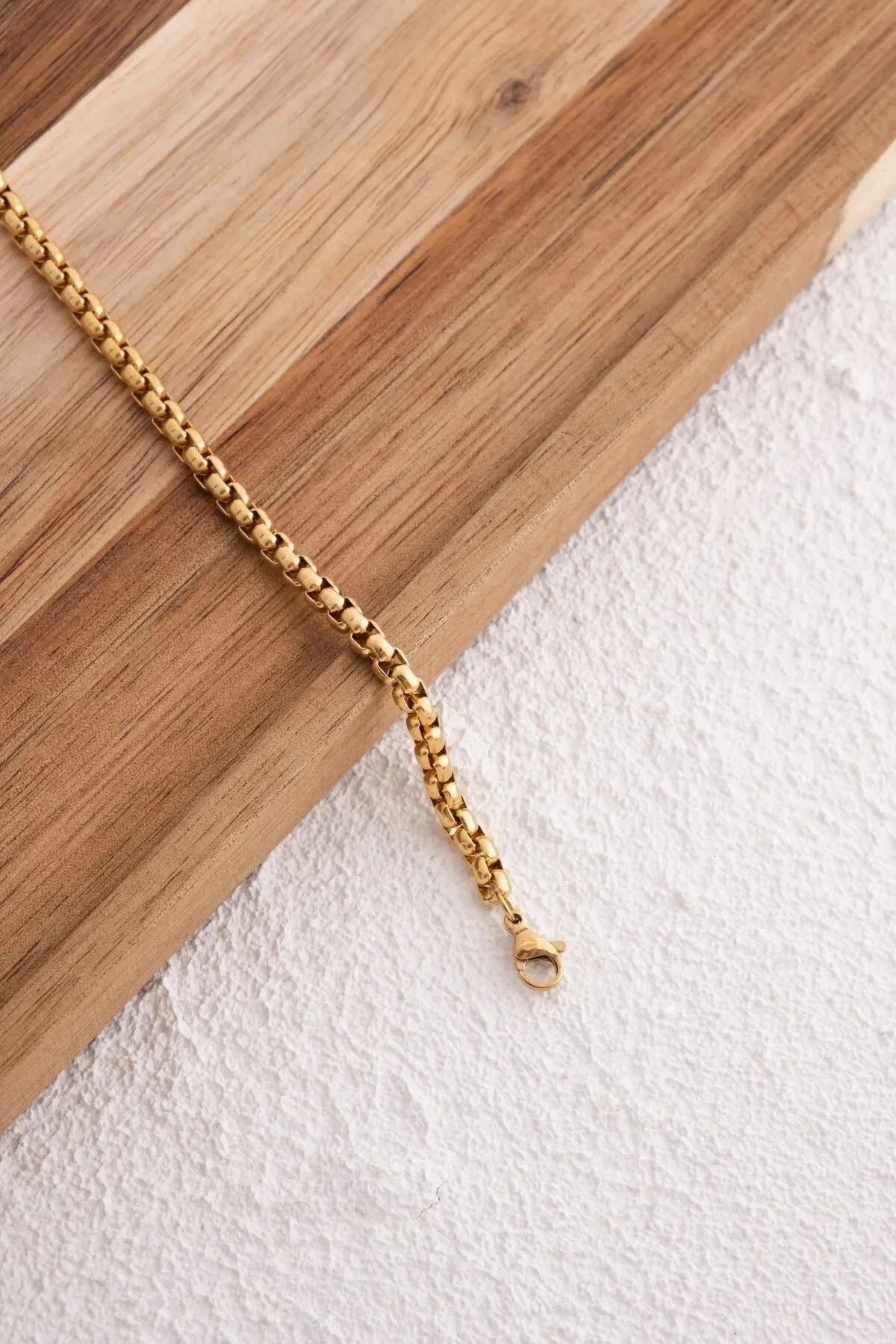 Çelik Top Zincir Bileklik Günlük Kullanıma Uygun 3mm Yuvarlak Halka Zincir Bileklik 17cm+4cm&21cm