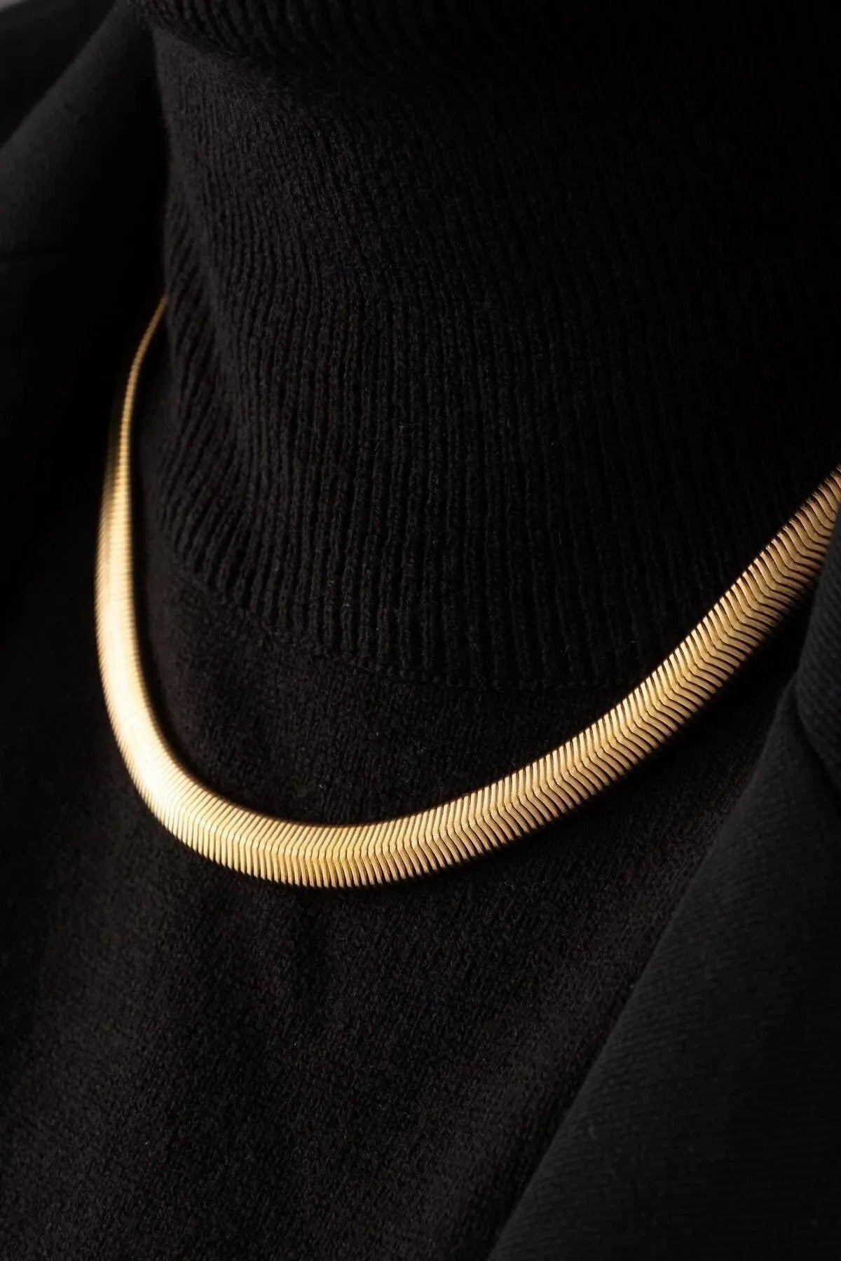 Çelik Kalın Yılan Kolye Balık Sırtı Yassı Zincir Kolye 5 mm Kararmaz 40cm+6cm