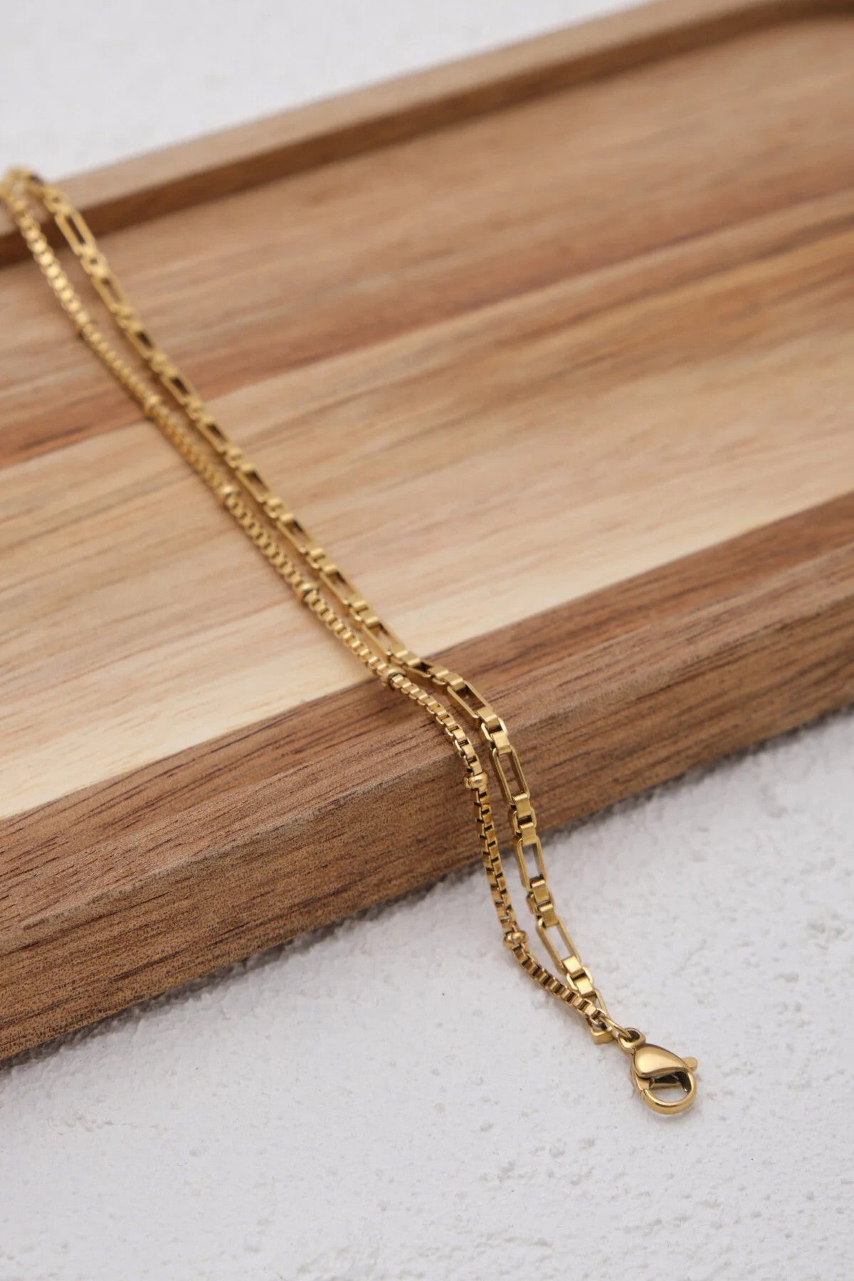 Çelik 2'li Kombin Toplu Kutu Kare Ve Dikdörtgen Kare Zincir Bileklik Kararmaz 17+4cm & 21cm