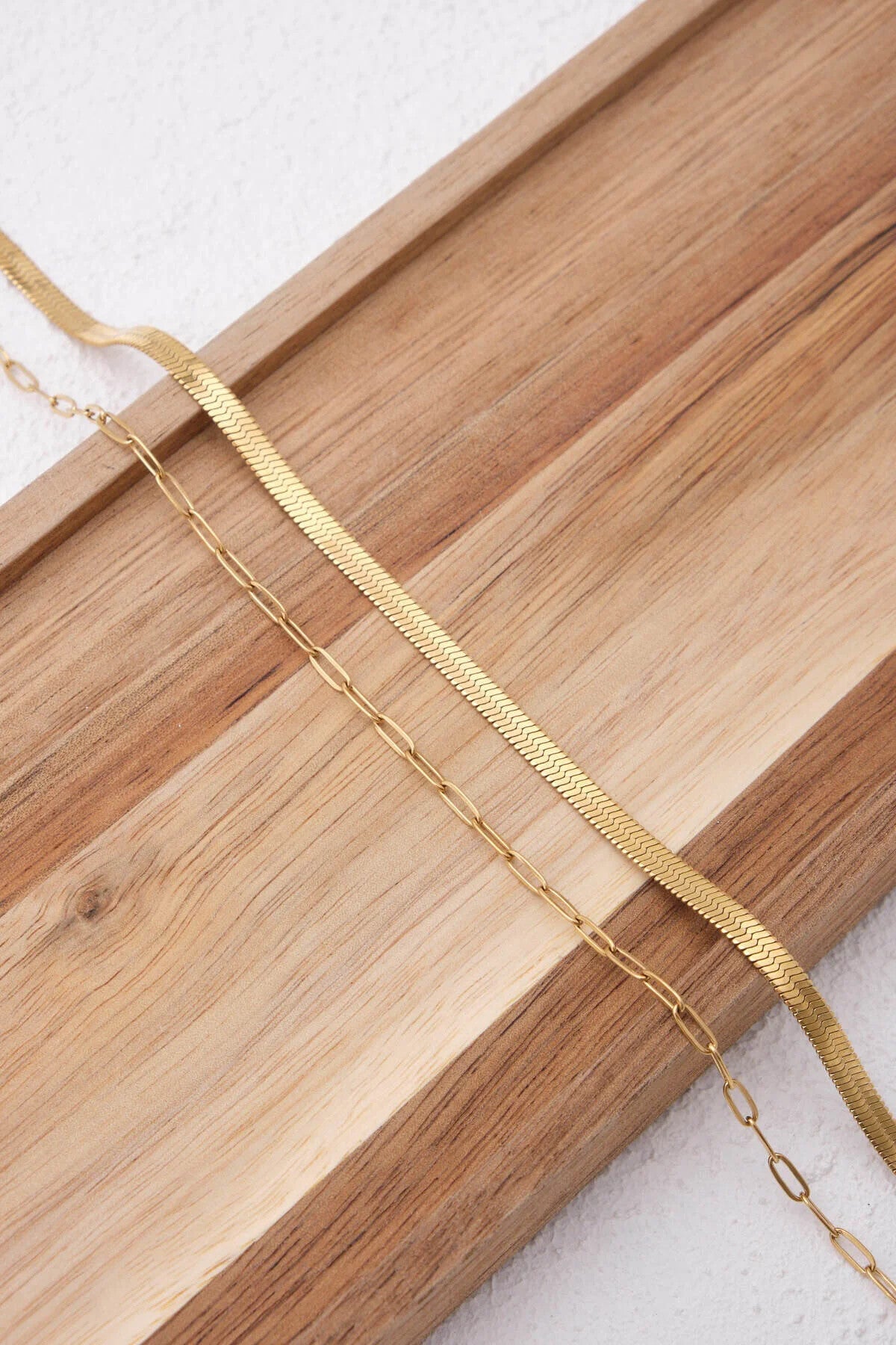 Çelik 2'li Kombin İtalyan ve Ataç Zincir Bileklik Minimal Kararmaz 17+4cm