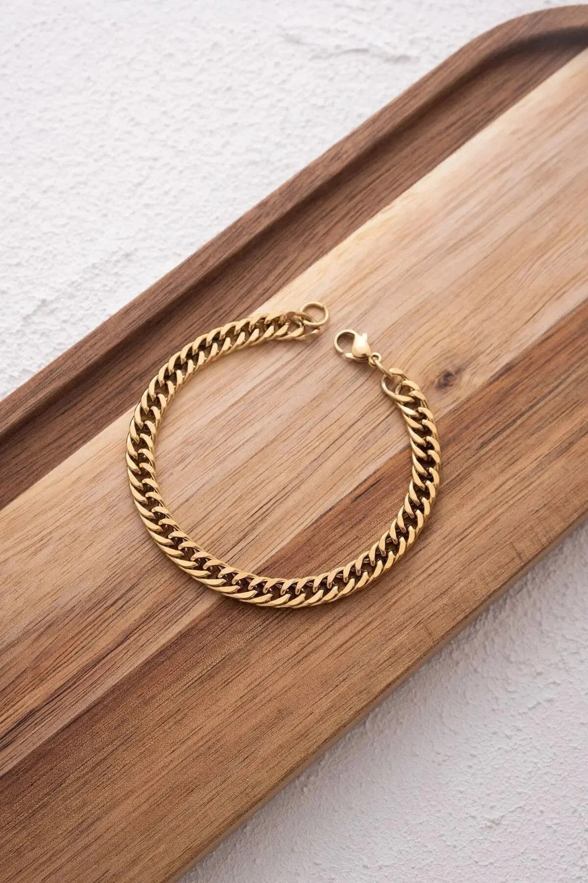 Çelik Almak Gurmet Erkek Zincir Bileklik 6mm Kararmaz 20cm