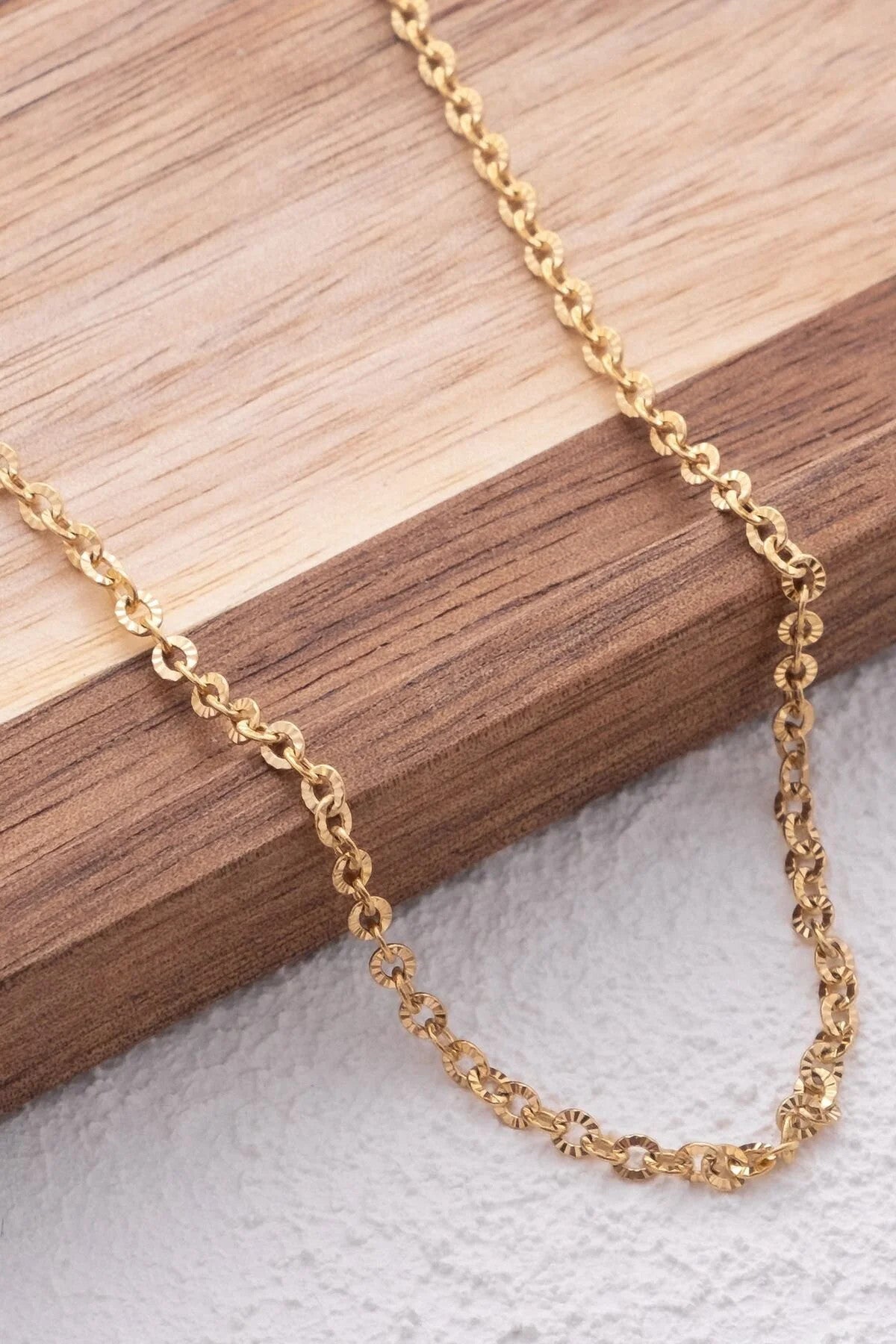 Çelik Halat Çizgili Zincir Kolye Klasik Forse Işlemeli Zincir 2mm Zarif Minimal Ayarlanabilir Boy