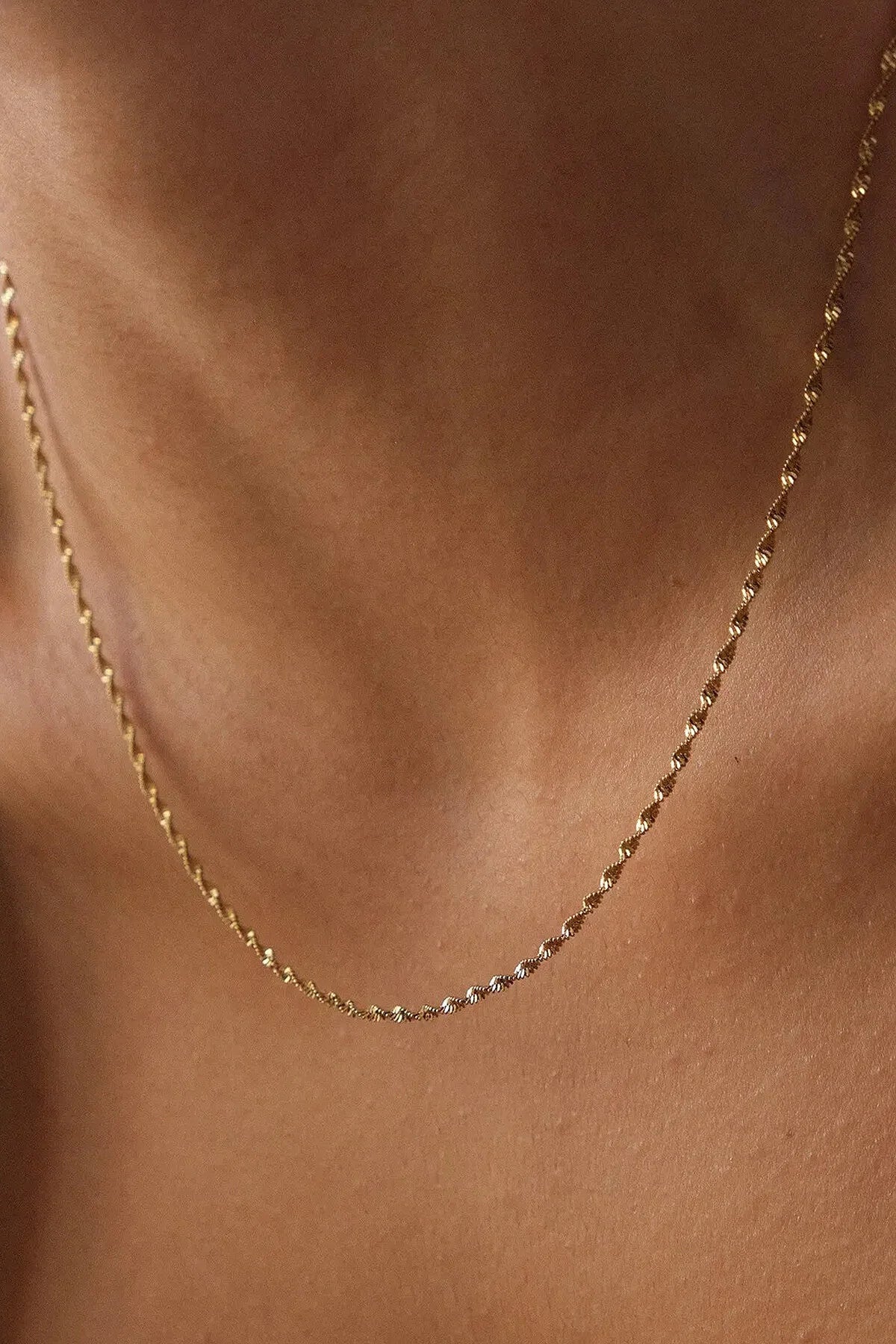 Çelik Ince Singapur Zincir Kolye Ince Burgu Zincir 1mm Zarif Minimal 45cm&60cm