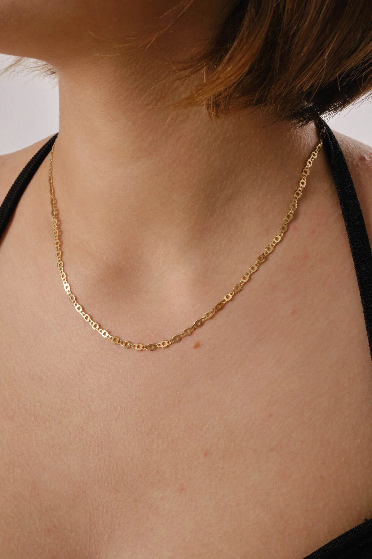 Çelik Pullu Plaka Kalp Zincir Kolye Altıgen Kalpli Kolye Minimal Kararmaz 3mm