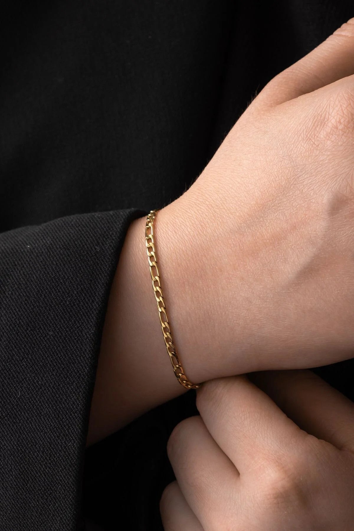 Çelik Ince Figaro Zincir Bileklik 3mm Kararmaz Unisex 17cm+4cm&21cm