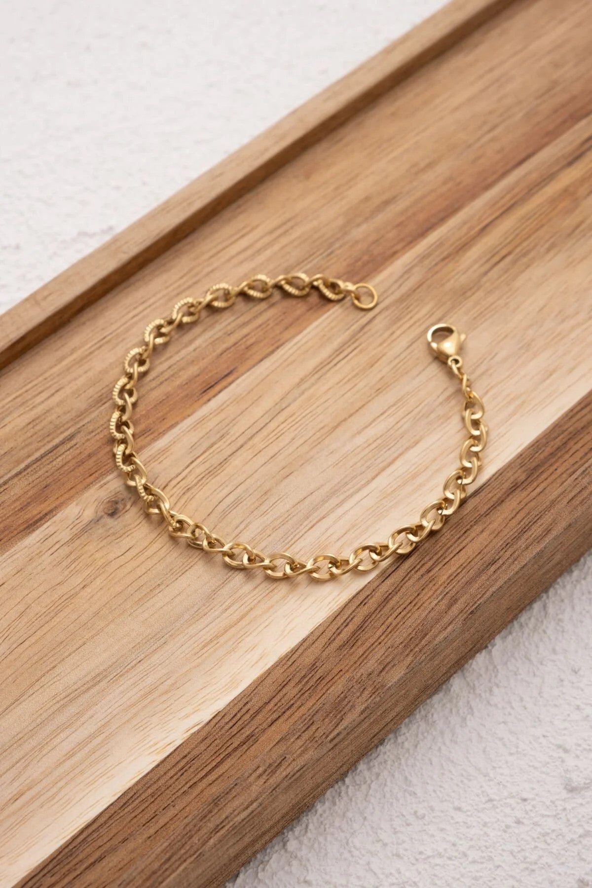 Çelik Dokulu Zincir Bileklik 4mm Minimal İnce İç İçe Geçmeli Halkalar 17cm+4cm&21cm