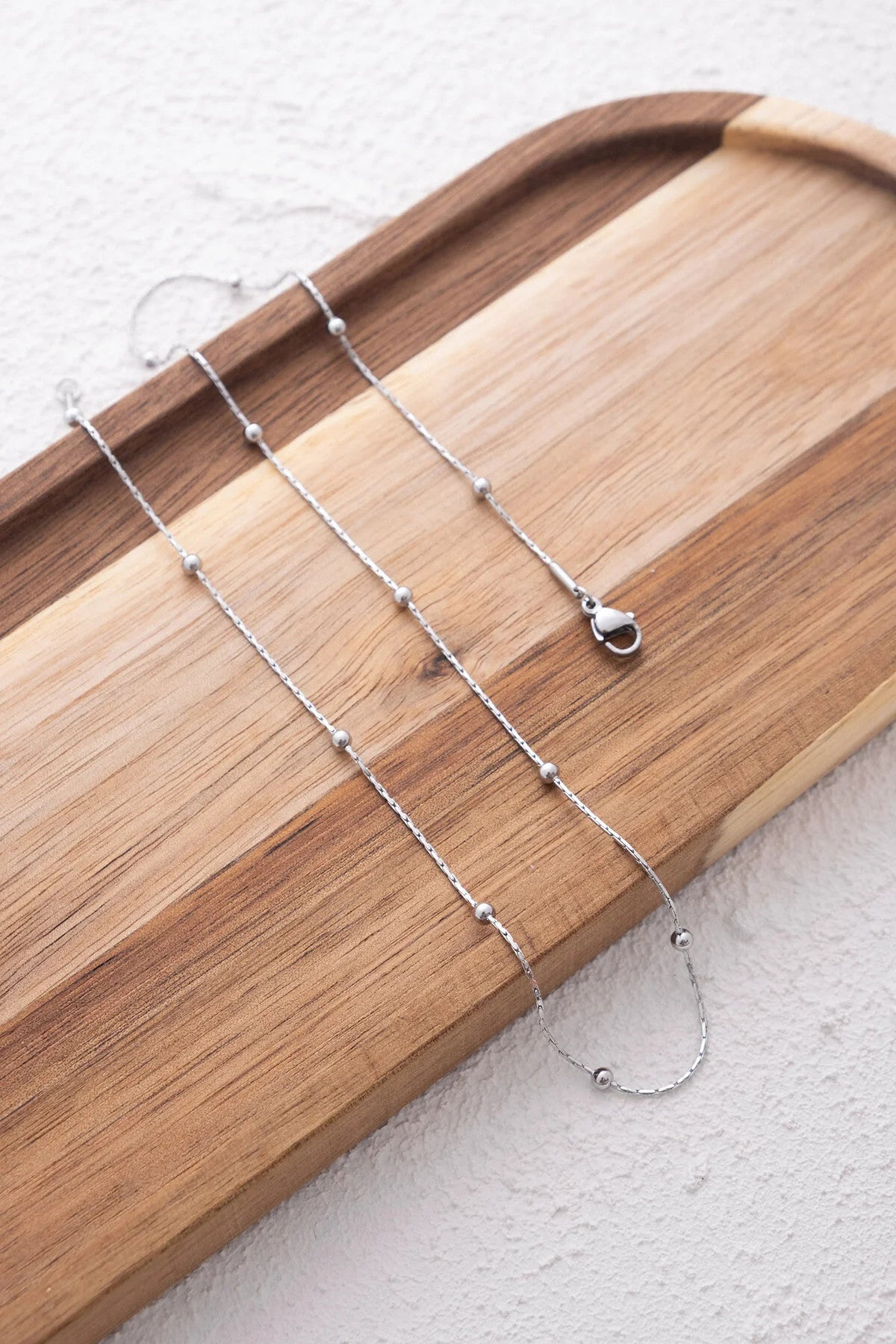 Çelik Toplu Ince Dorika Zincir Kolye Ince Burgu Zincir 1mm Zarif Minimal