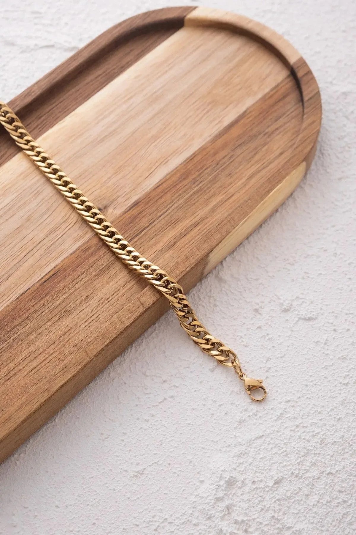 Çelik Almak Gurmet Erkek Zincir Bileklik 6mm Kararmaz 20cm