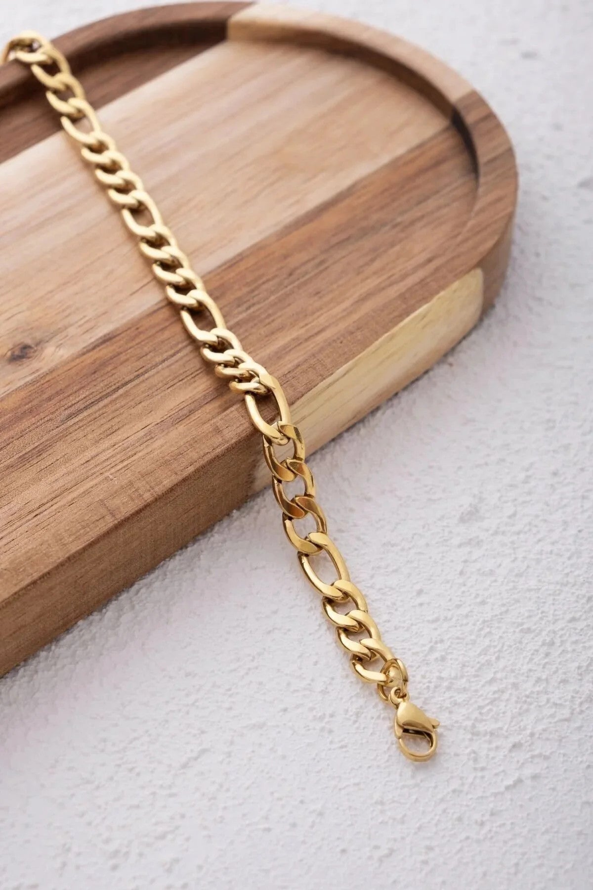 Çelik Figaro Erkek Zincir Bileklik 6mm Kararmaz 20cm