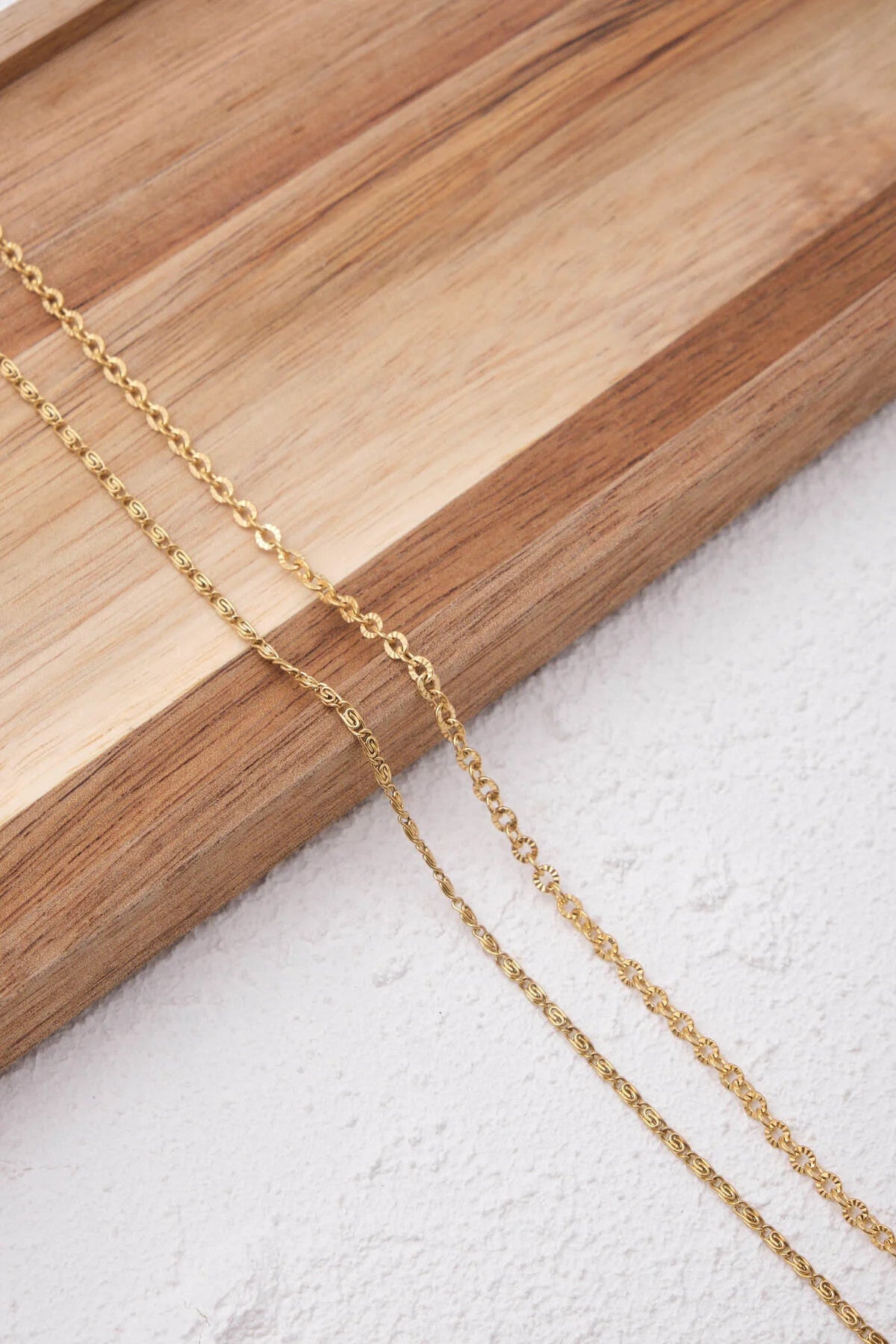 Çelik 2'li Kombin Salyangoz ve Dokulu Halat Zincir Kolye Minimal Kararmaz 45cm