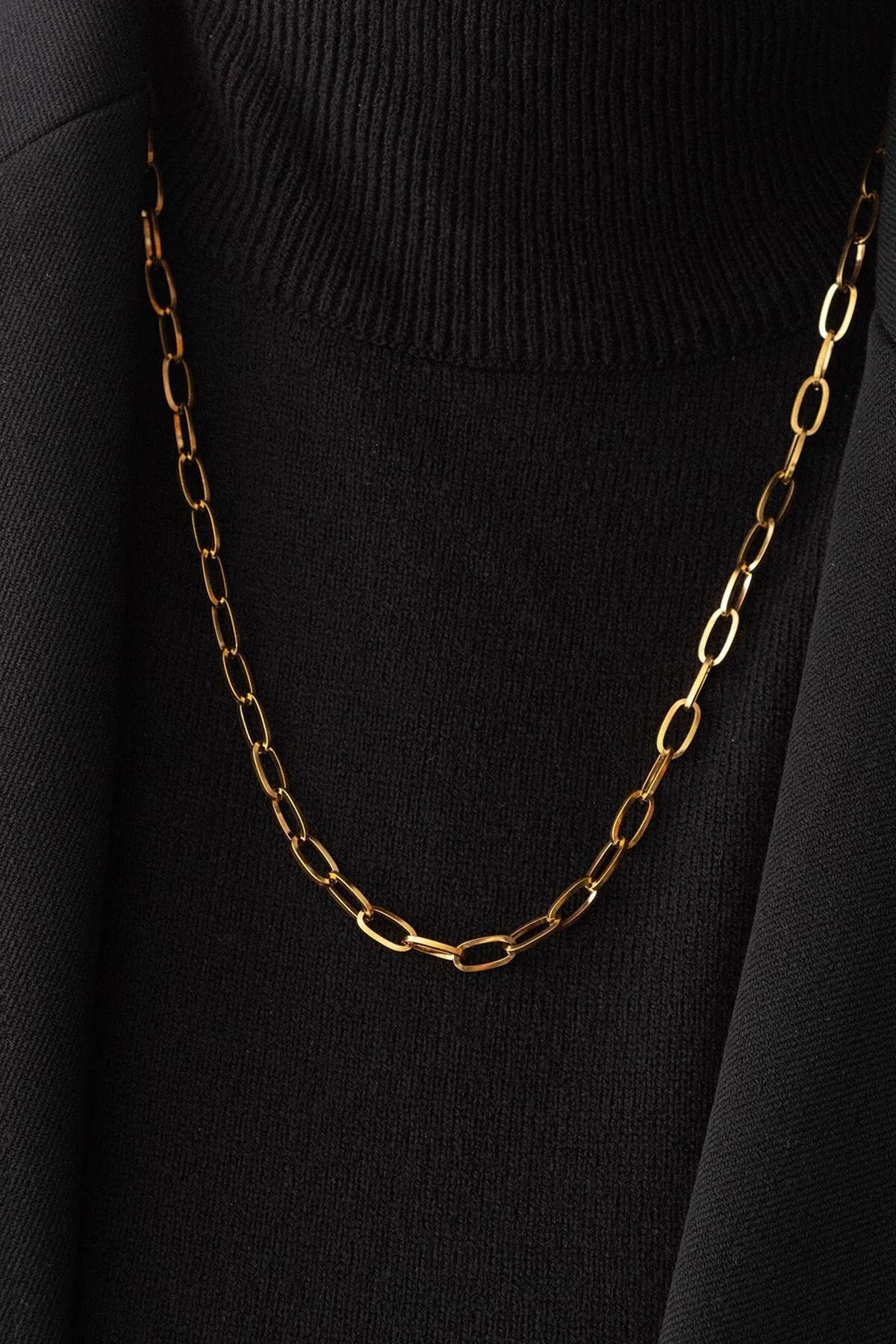 Çelik Ataç Oval Zincir Kolye Kararmaz 5mm Kişiselleştirilebilir Zincir Boy Seçenekleriyle