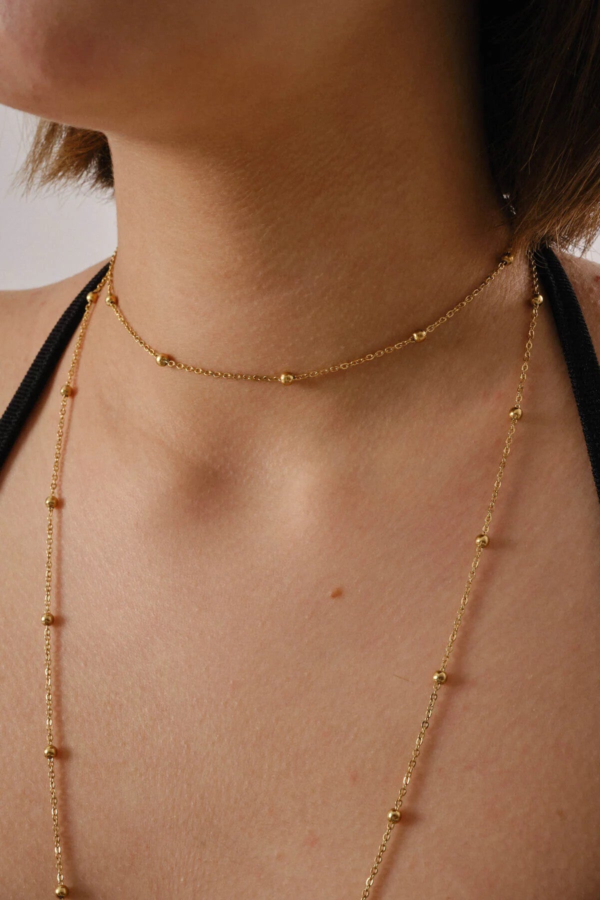 Çelik Choker Dorika Kolye Toplu Zincir Dekolte Kolye 1mm Zarif Minimal