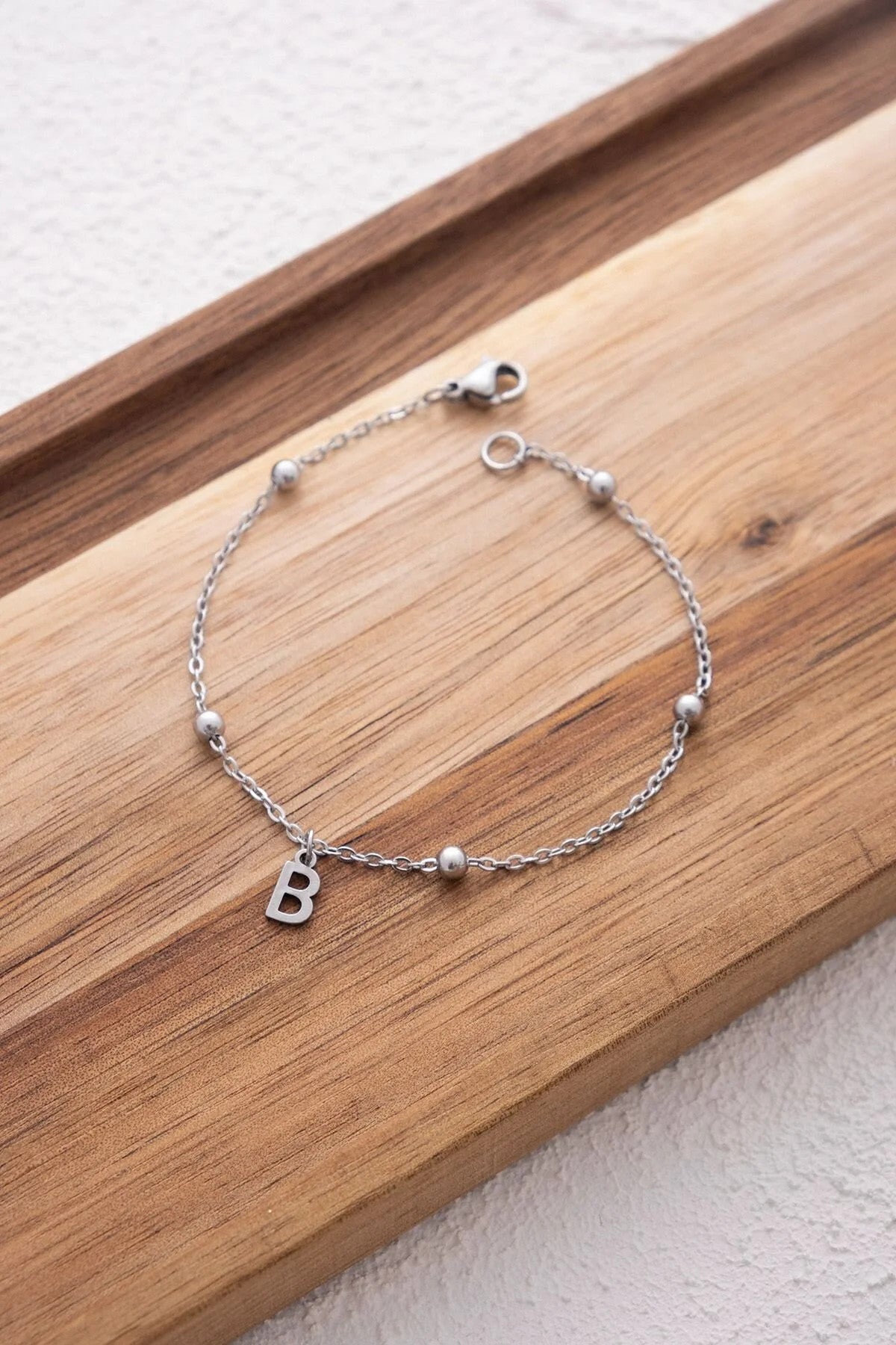 Çelik Harfli Top Ince Dorika Zincir Bileklik Harfli Bileklik Forse Zincir 1mm Minimal 17+4cm&21cm