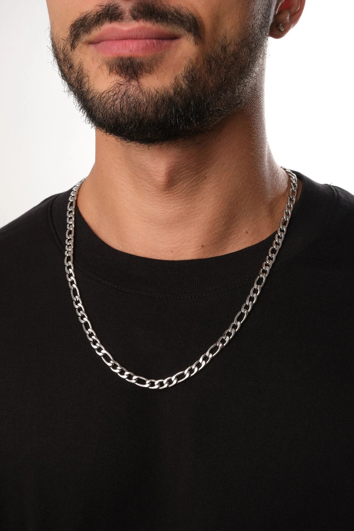 Çelik Figaro Erkek Zincir Kolye 6mm Kararmaz