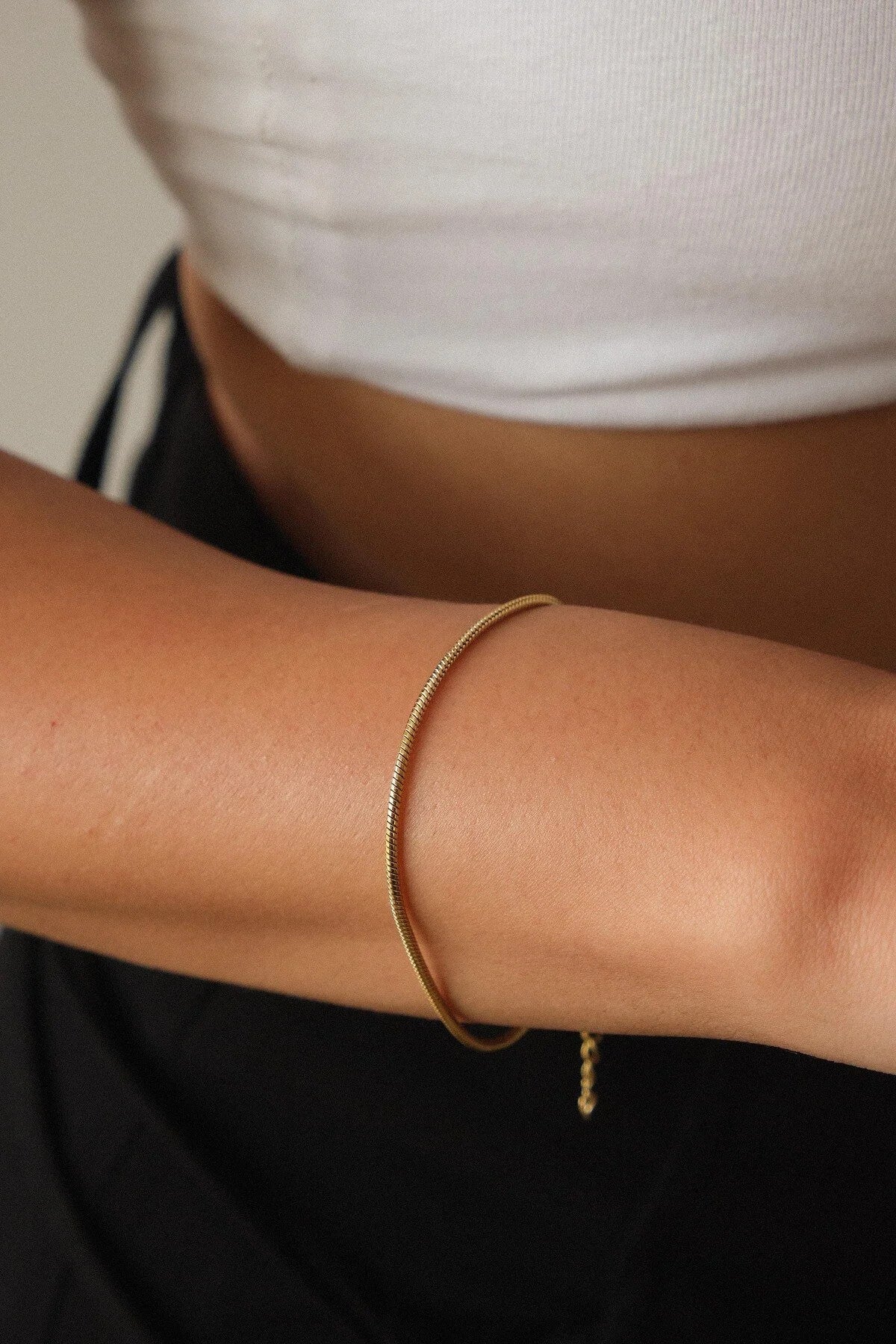 Çelik İnce Yuvarlak İtalyan Zincir Bileklik 1mm Kararmaz Günlük Kullanıma Uygun 17+6cm