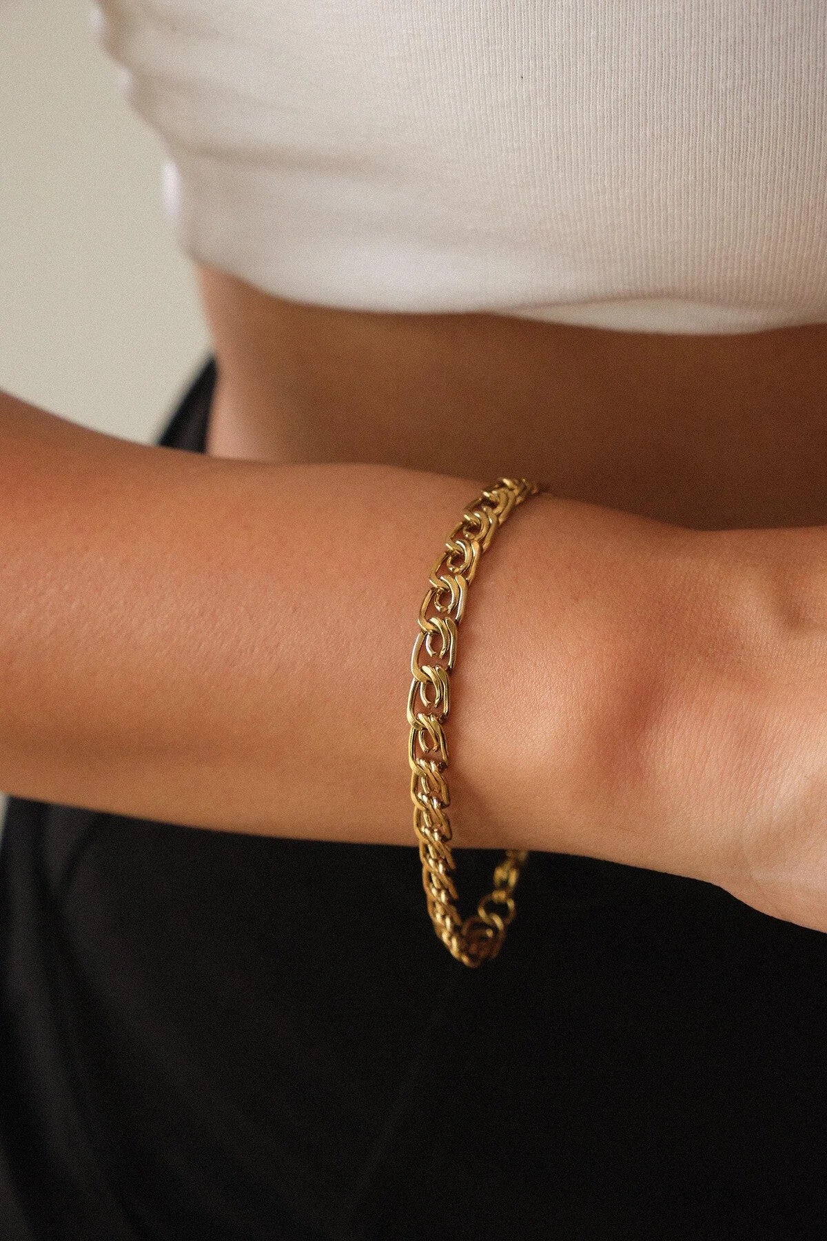 Çelik Kalın Salyangoz Zincir Bileklik Minimal Zincir Ataç Model Kararmaz 6mm 17cm+4cm&21cm