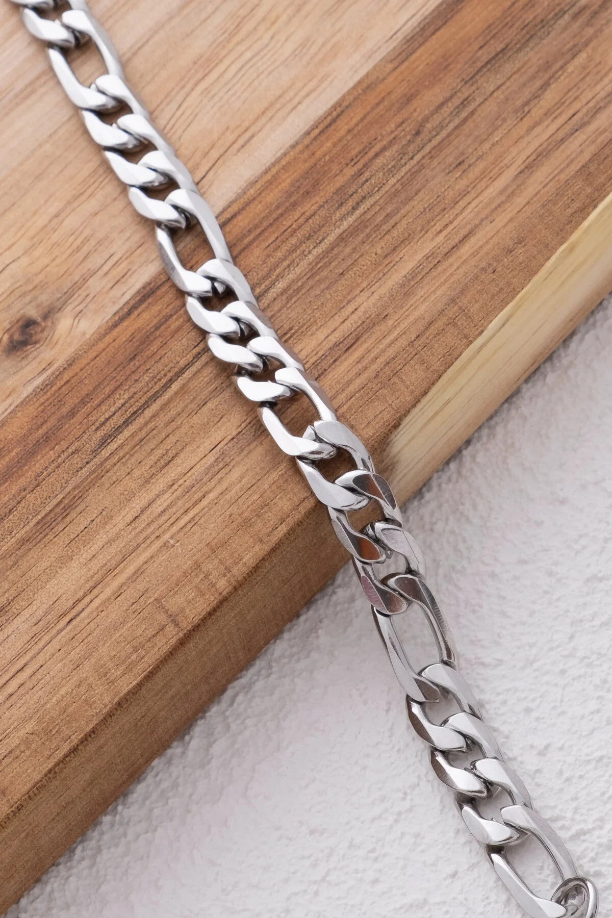 Çelik Kalın Figaro Zincir Halhal Denizde Yazın Günlük Kullanıma Uygun Kararmaz Halhal 6mm 22cm 4cm