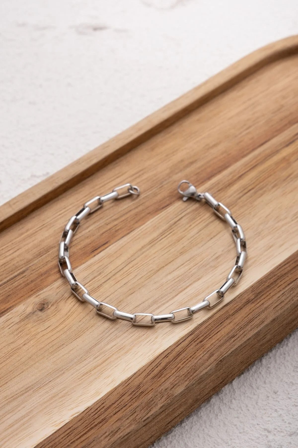 Çelik İnce Dikdörtgen Zincir Halhal Kararmaz 4mm 22+4cm Günlük Kullanıma Uygun