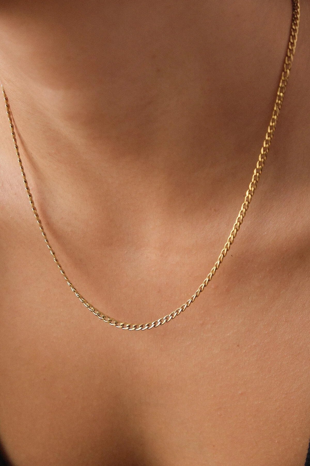 Çelik İnce Gurmet Zincir Kolye Kararmaz 3mm Unisex