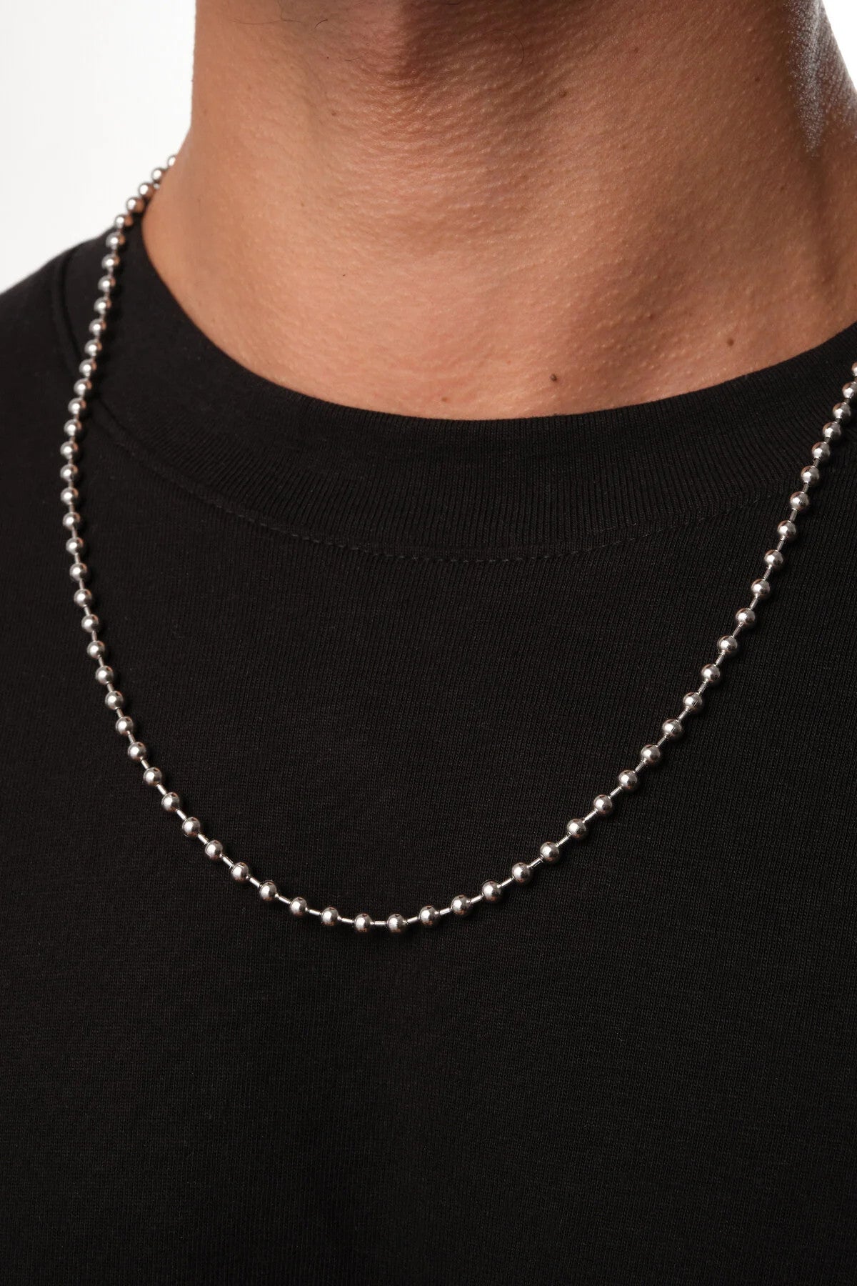 Çelik Top Dorika Erkek Zincir Kolye 3mm Kararmaz 60cm