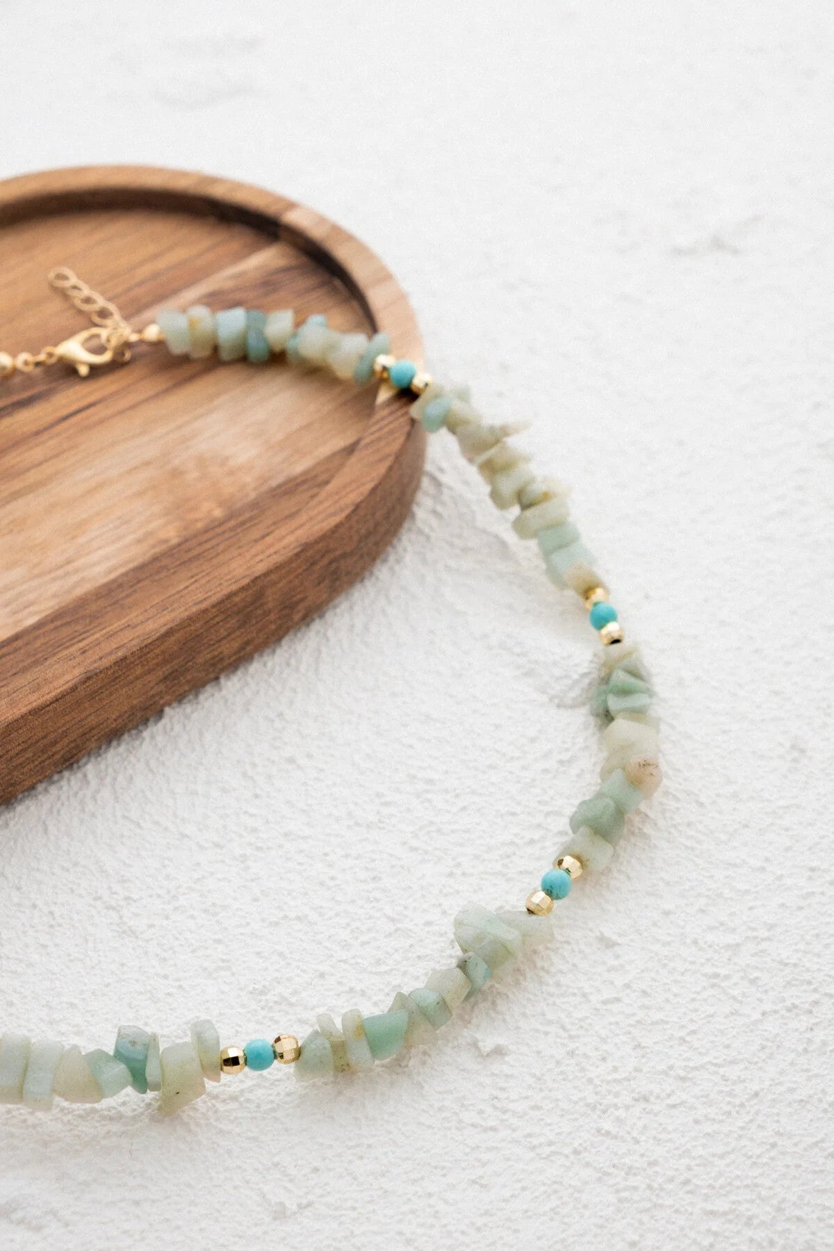 Akuamarin Doğal Kırık Taş Kolye 40cm El İşi Özel Yapım Akuamarin Taşı Chocker